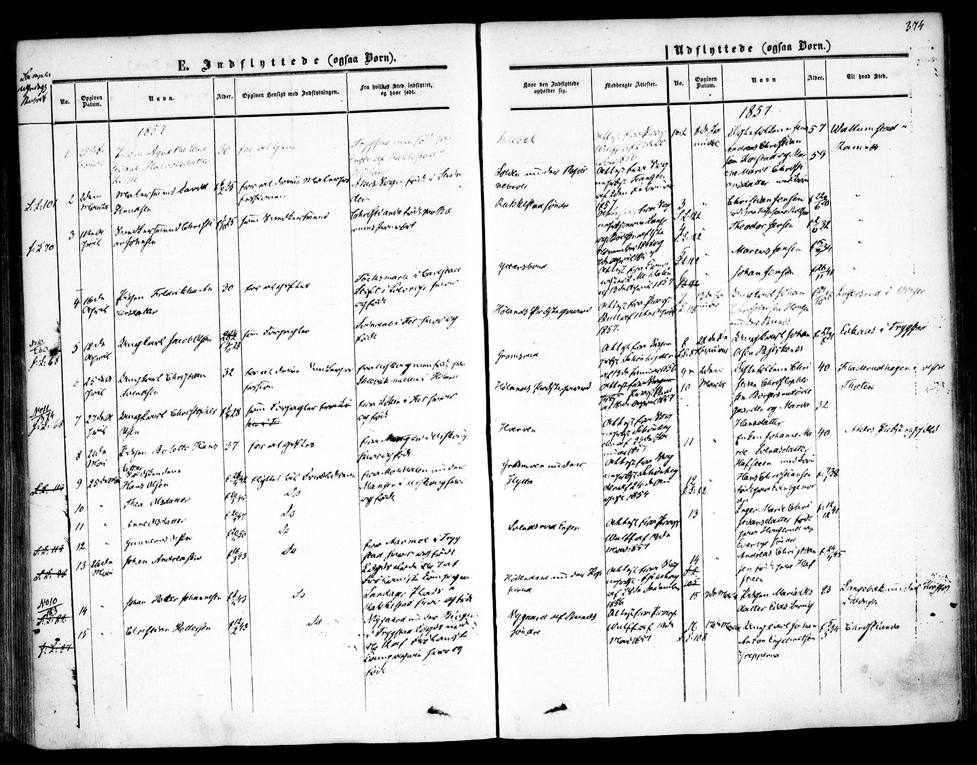 Høland prestekontor Kirkebøker, SAO/A-10346a/F/Fa/L0010: Parish register (official) no. I 10, 1854-1861, p. 374