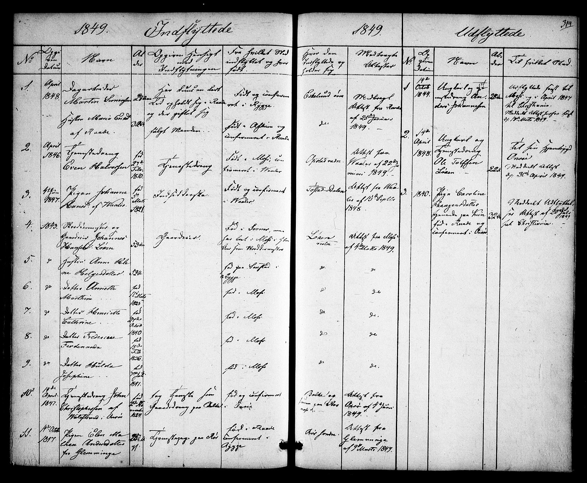 Rygge prestekontor Kirkebøker, SAO/A-10084b/F/Fa/L0004: Parish register (official) no. 4, 1836-1851, p. 314