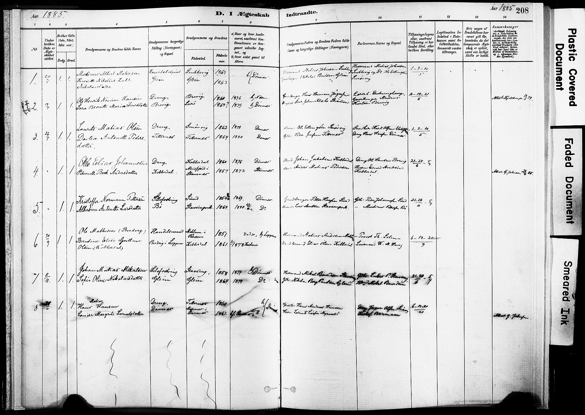 Ministerialprotokoller, klokkerbøker og fødselsregistre - Nordland, AV/SAT-A-1459/835/L0526: Parish register (official) no. 835A03II, 1881-1910, p. 208