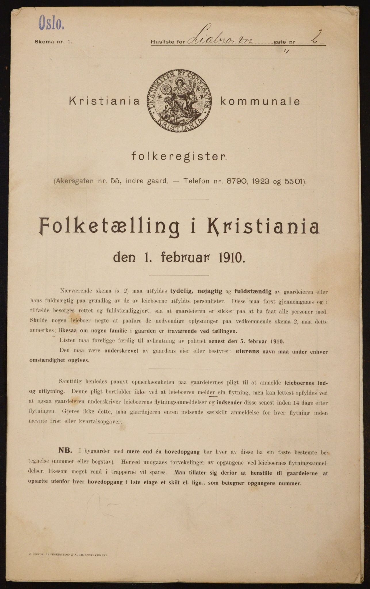 OBA, Municipal Census 1910 for Kristiania, 1910, p. 55826
