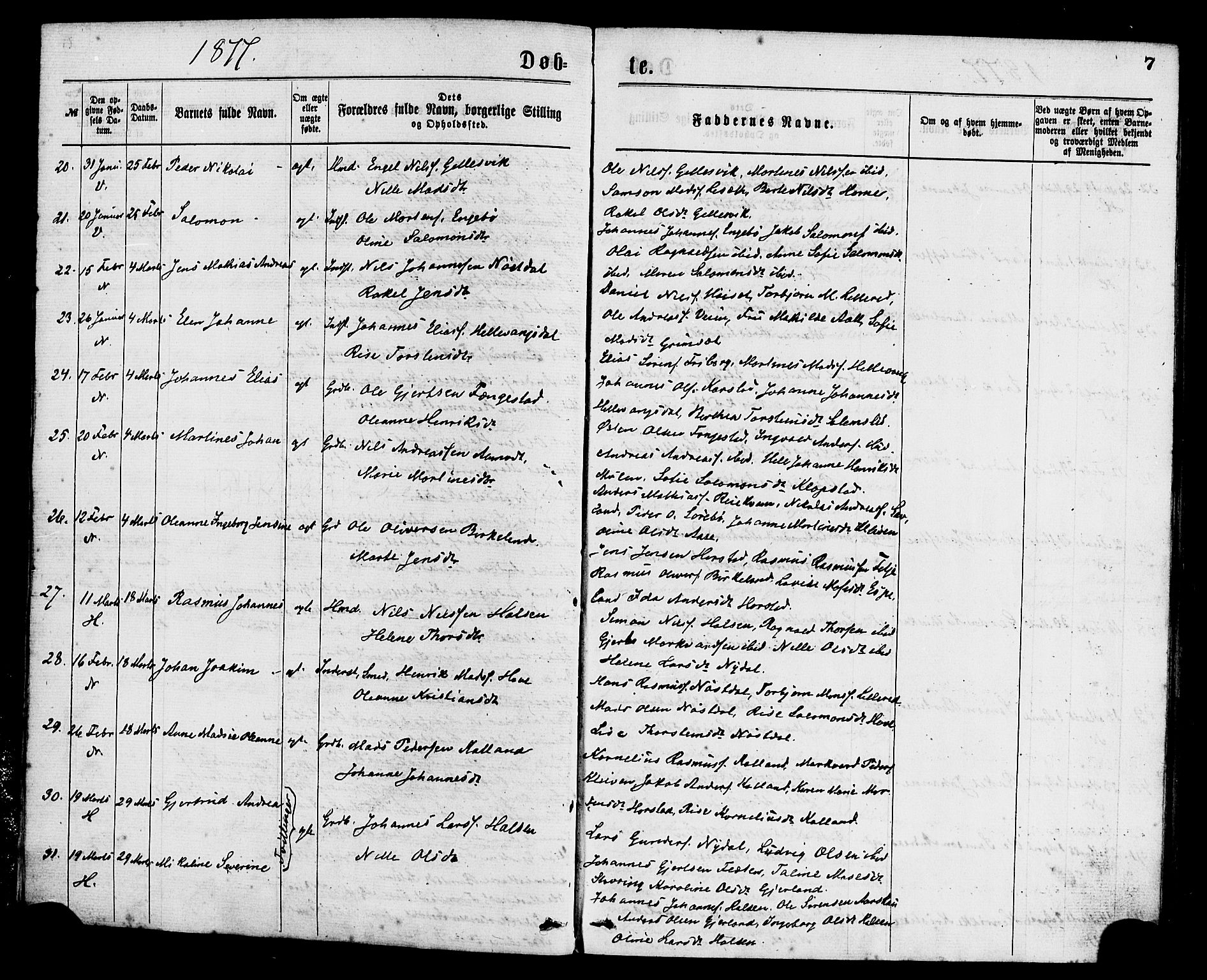 Førde sokneprestembete, SAB/A-79901/H/Haa/Haaa/L0011: Parish register (official) no. A 11, 1877-1880, p. 7