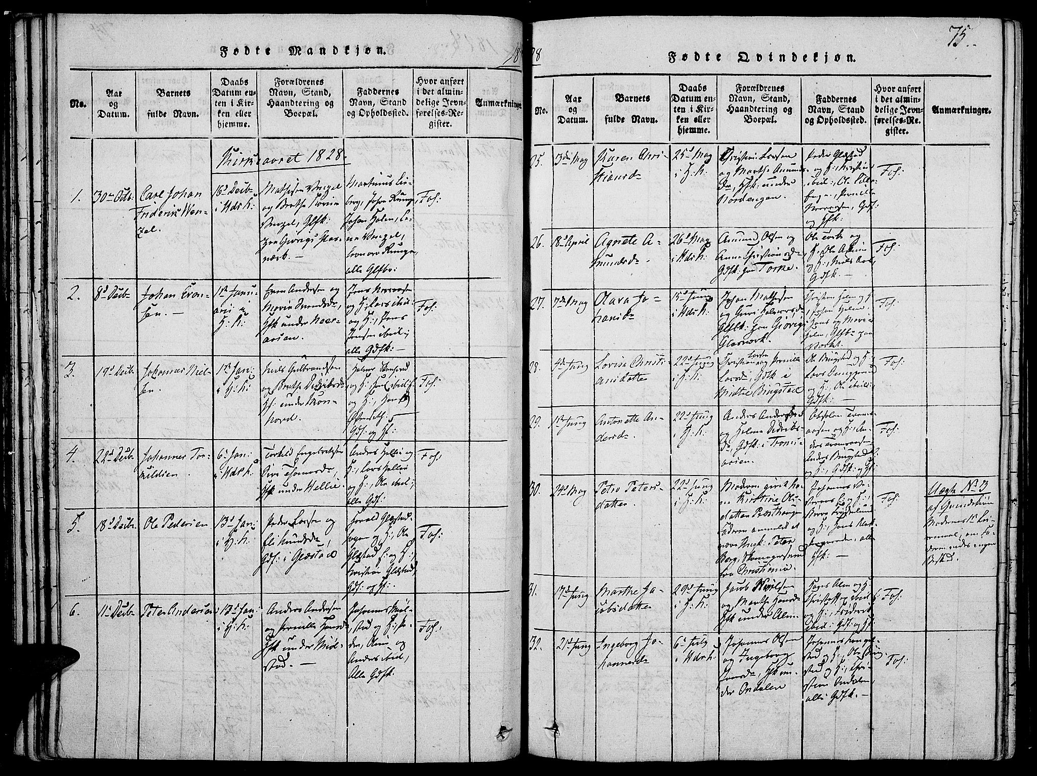 Vardal prestekontor, SAH/PREST-100/H/Ha/Haa/L0004: Parish register (official) no. 4, 1814-1831, p. 75