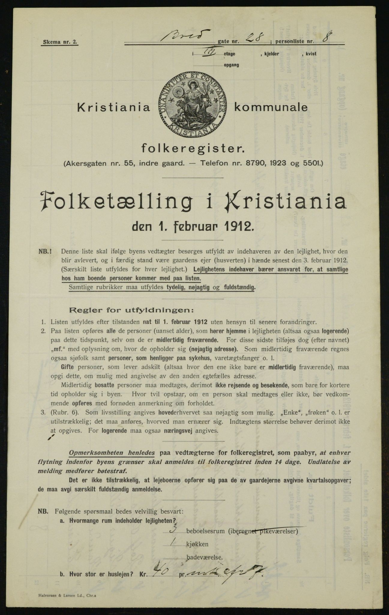 OBA, Municipal Census 1912 for Kristiania, 1912, p. 8511