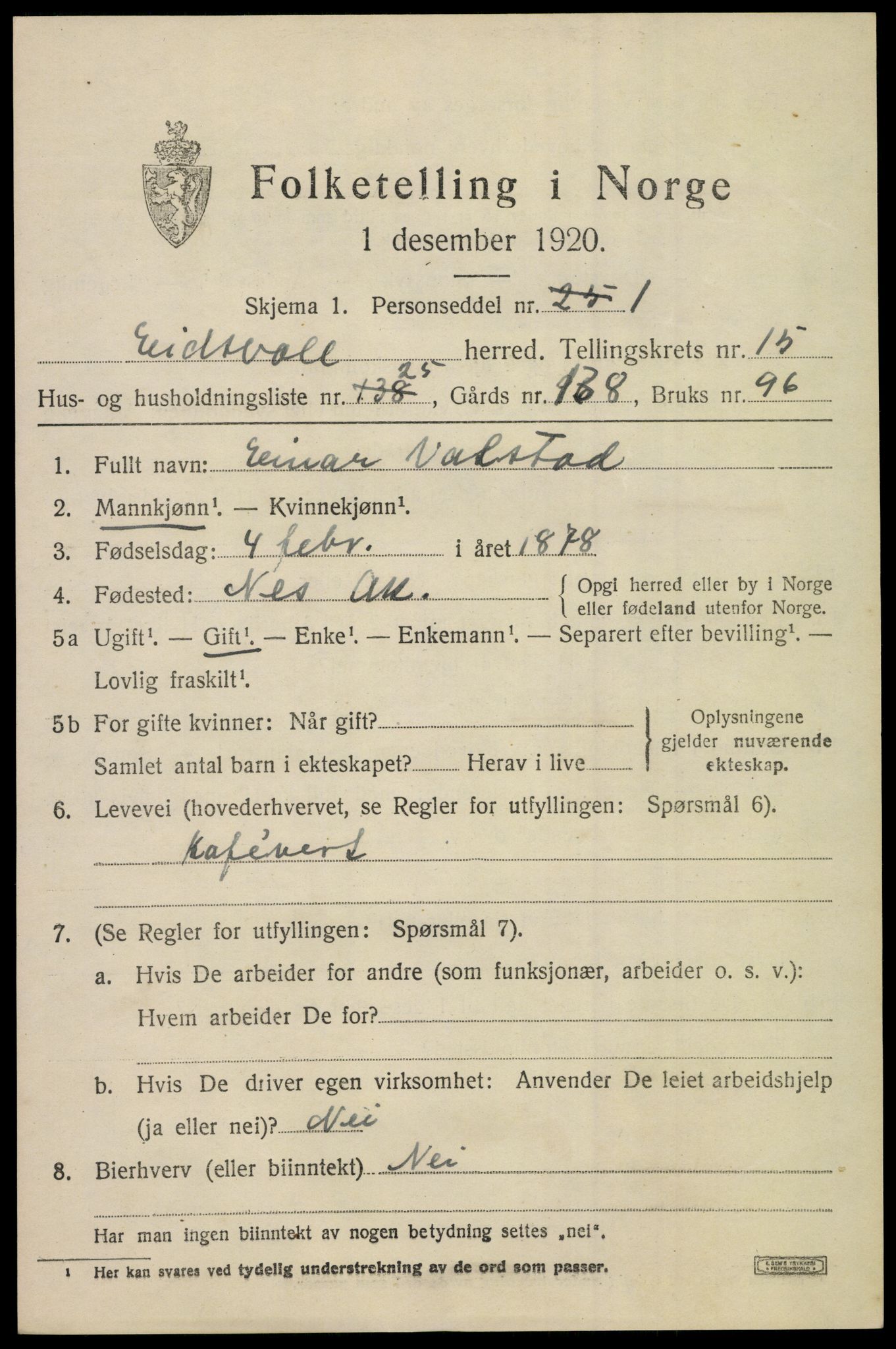 SAO, 1920 census for Eidsvoll, 1920, p. 22429