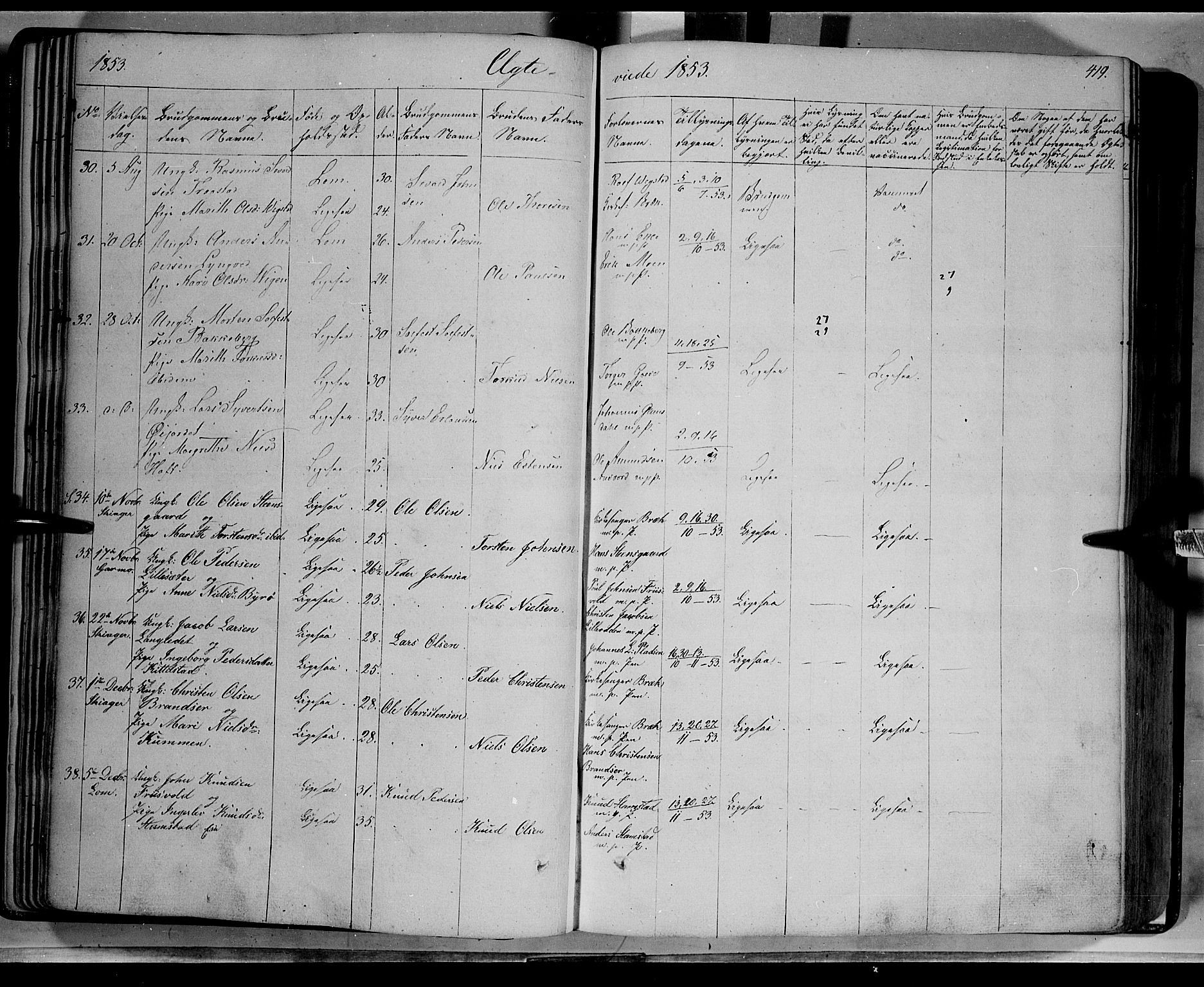 Lom prestekontor, AV/SAH-PREST-070/K/L0006: Parish register (official) no. 6B, 1837-1863, p. 419