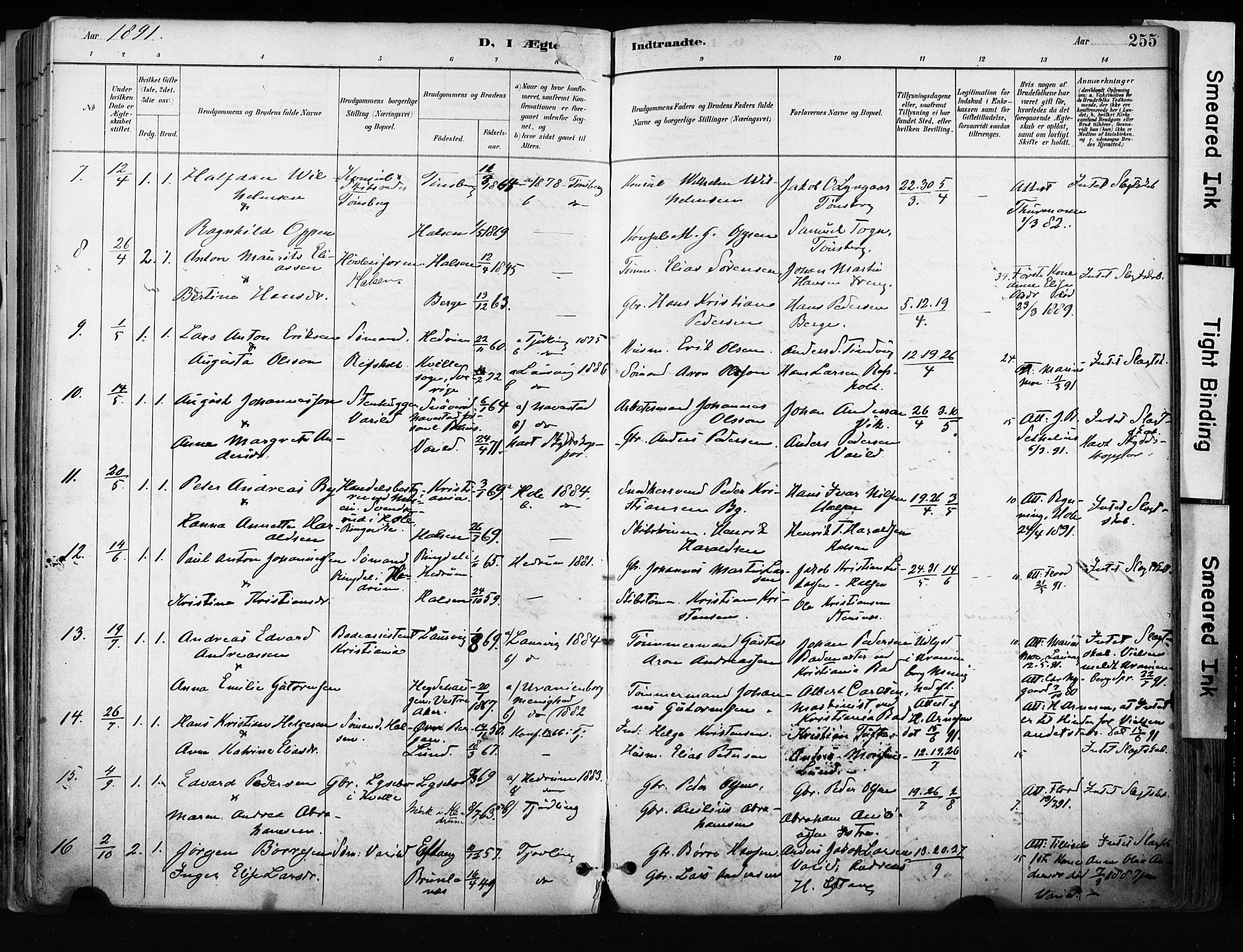 Tjølling kirkebøker, AV/SAKO-A-60/F/Fa/L0009: Parish register (official) no. 9, 1887-1905, p. 255