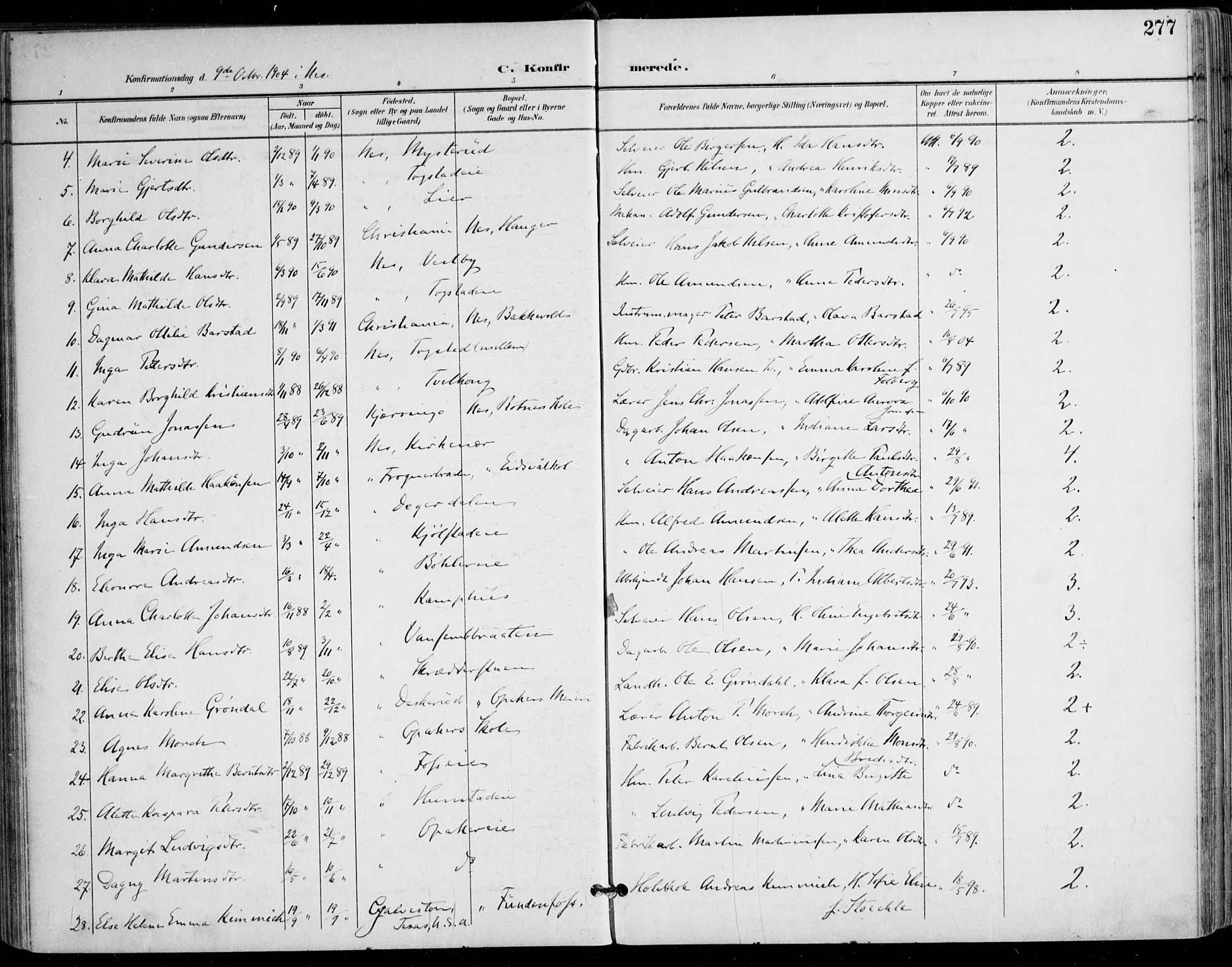 Nes prestekontor Kirkebøker, AV/SAO-A-10410/F/Fa/L0011: Parish register (official) no. I 11, 1899-1918, p. 277