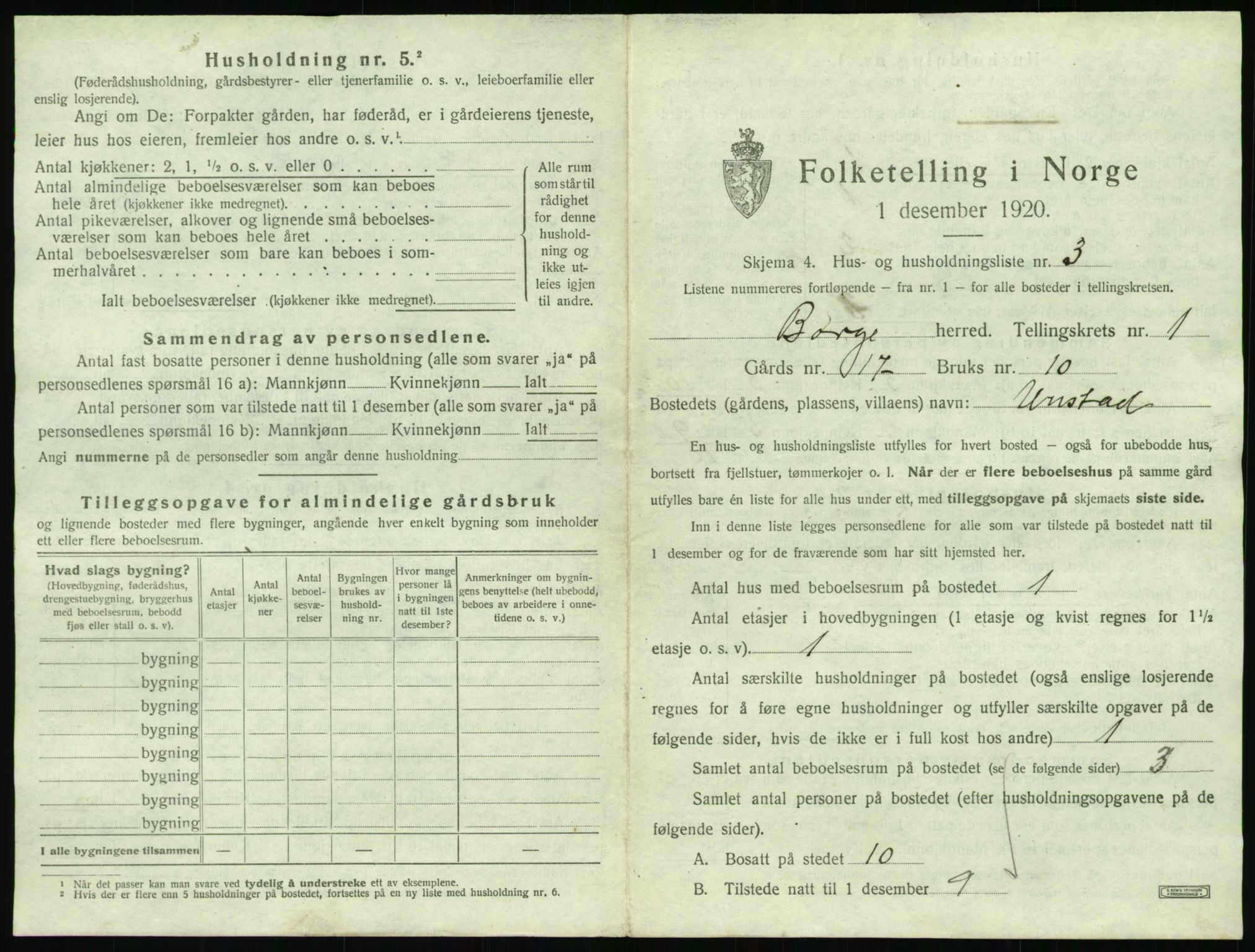 SAT, 1920 census for Borge, 1920, p. 57