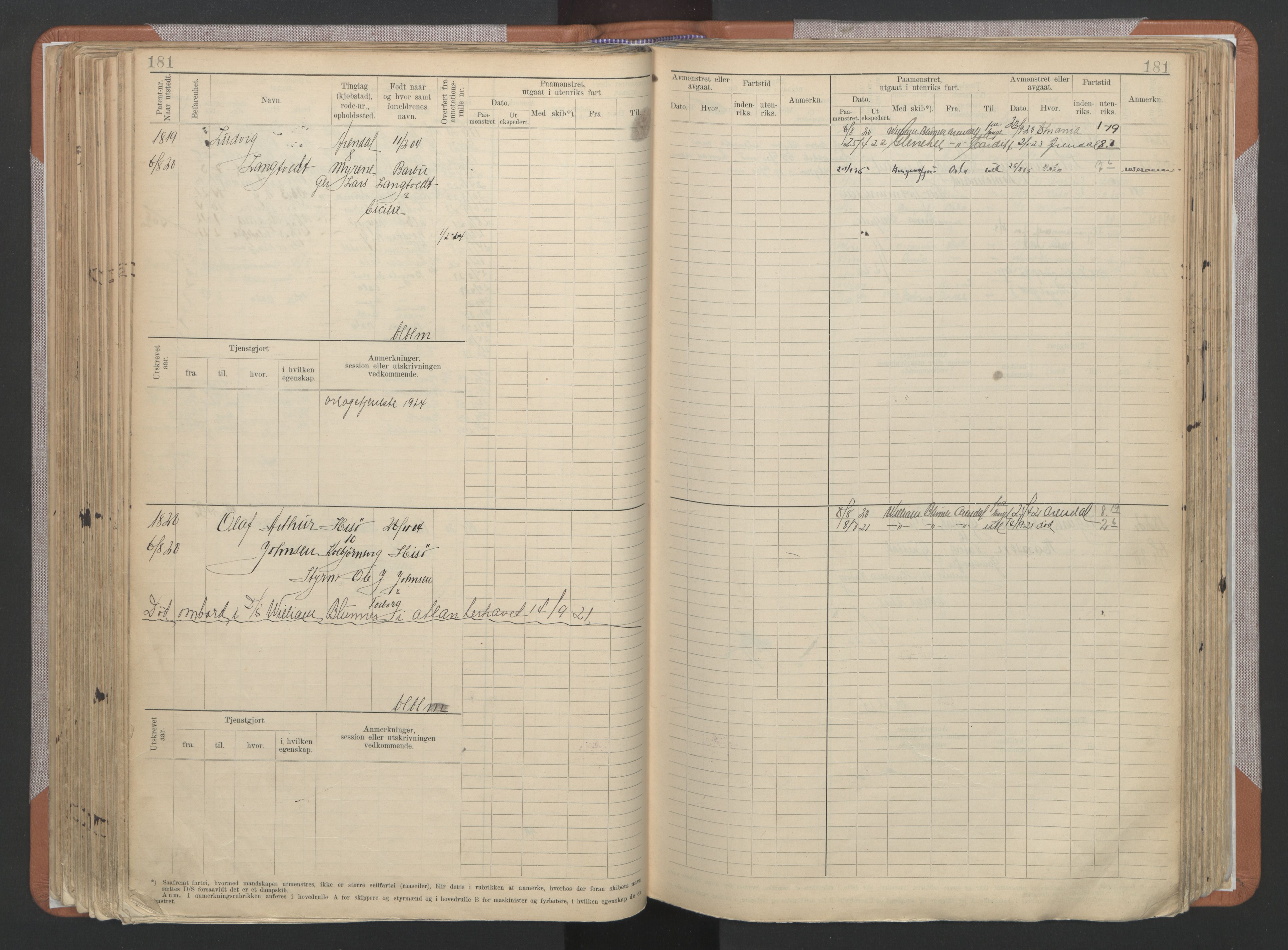 Arendal mønstringskrets, AV/SAK-2031-0012/F/Fb/L0022: Hovedrulle A nr 1466-2242, S-20, 1914-1930, p. 189