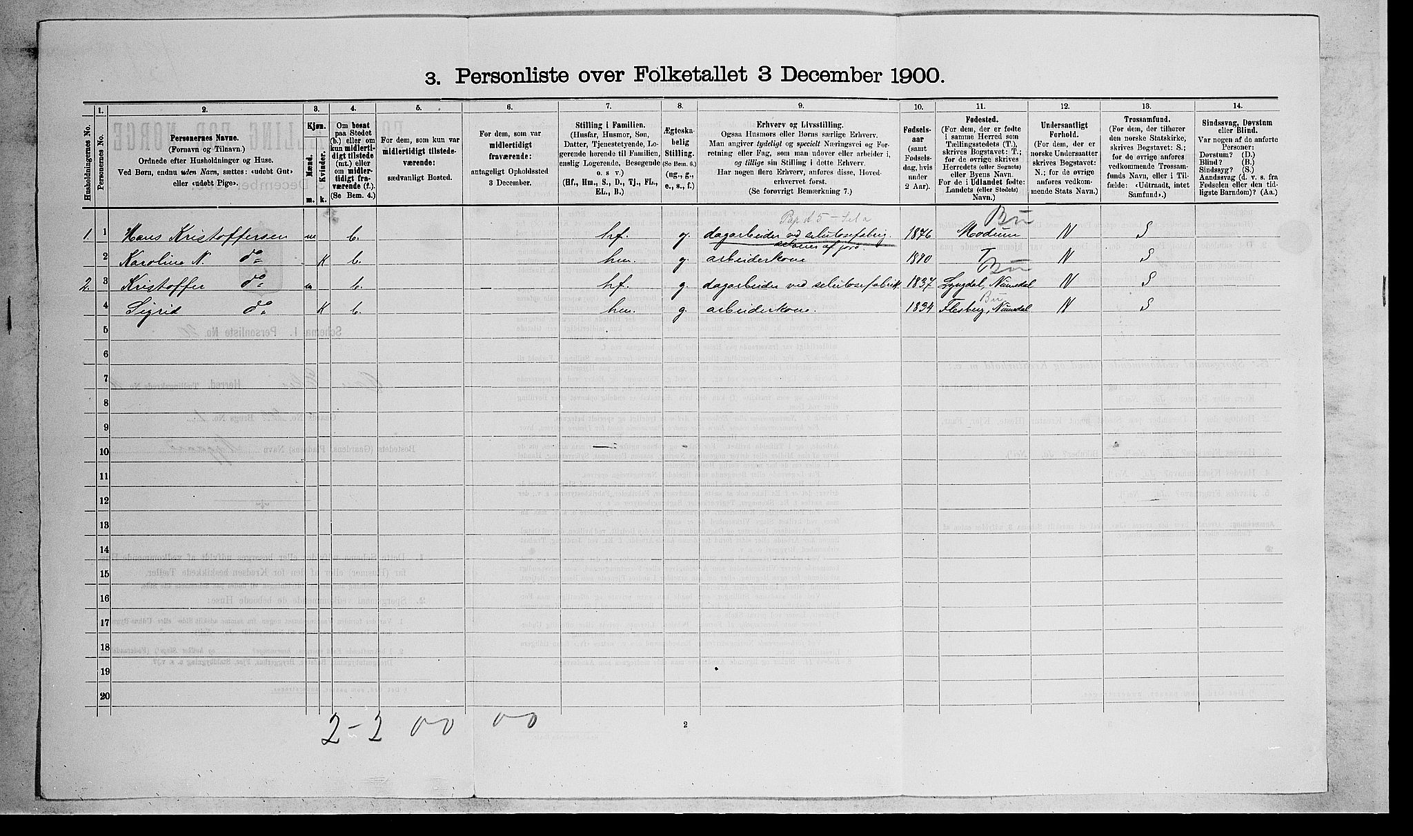 RA, 1900 census for Øvre Eiker, 1900, p. 1864