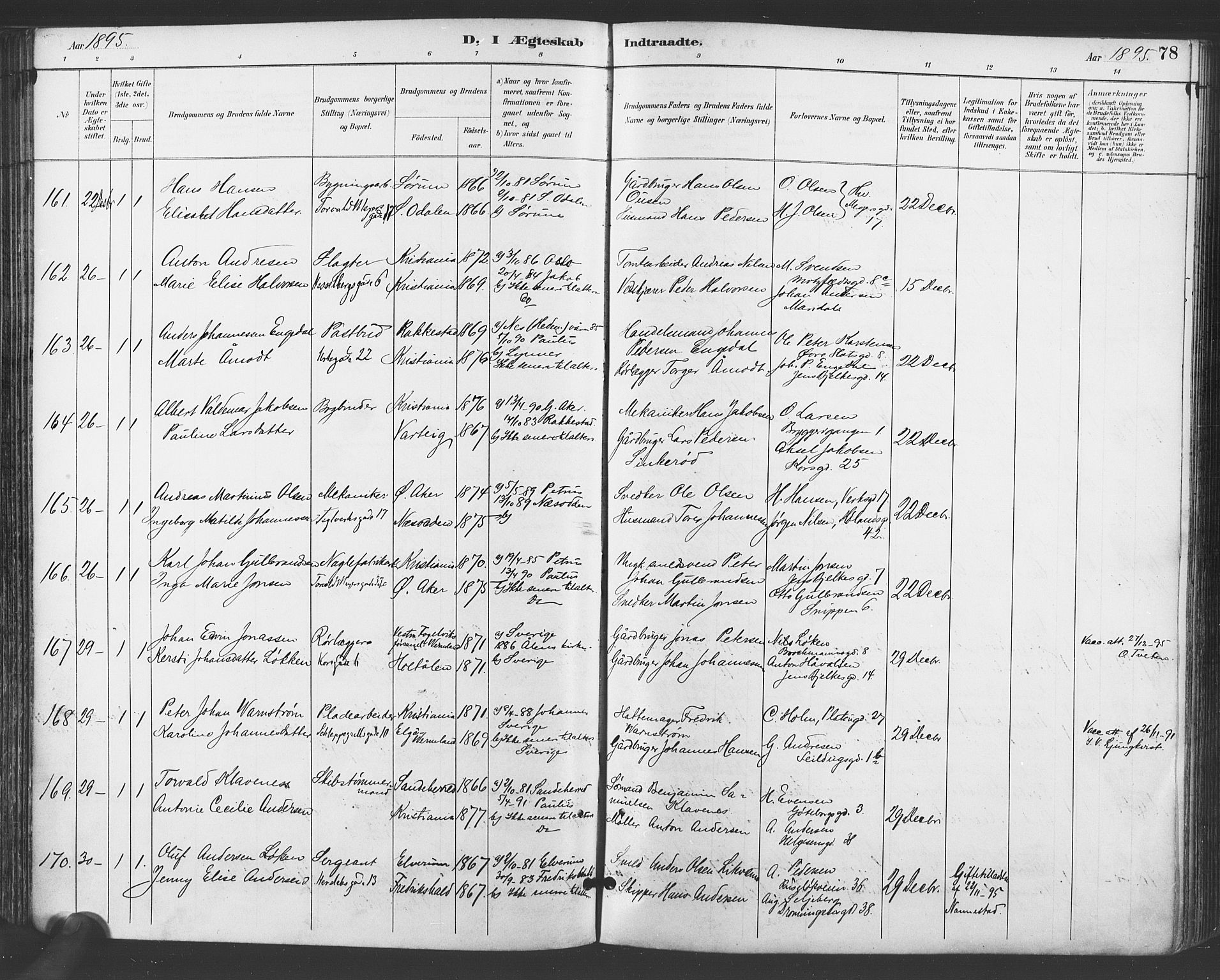 Paulus prestekontor Kirkebøker, SAO/A-10871/F/Fa/L0009: Parish register (official) no. 9, 1891-1901, p. 78