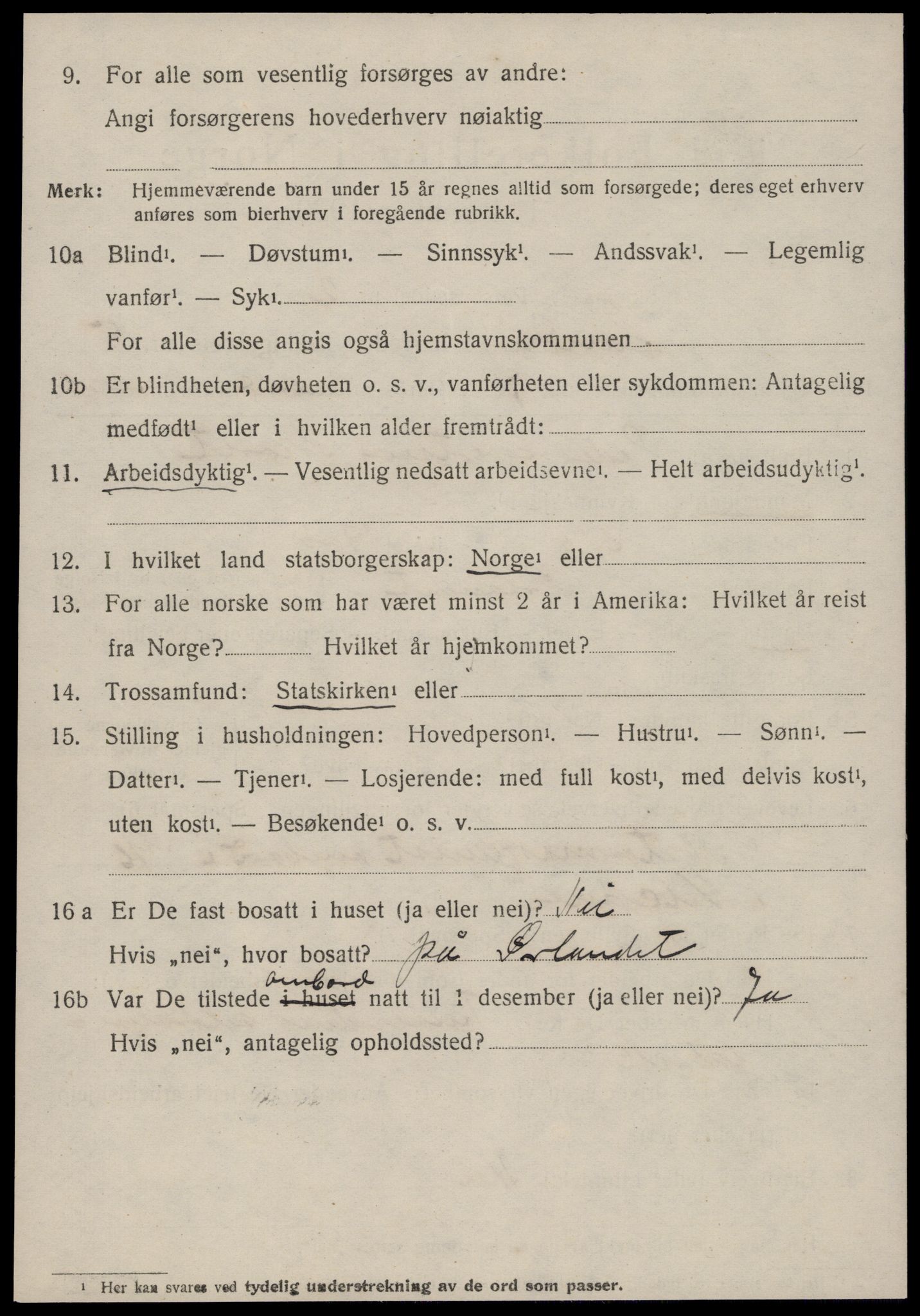 SAT, 1920 census for Sandøy, 1920, p. 1999