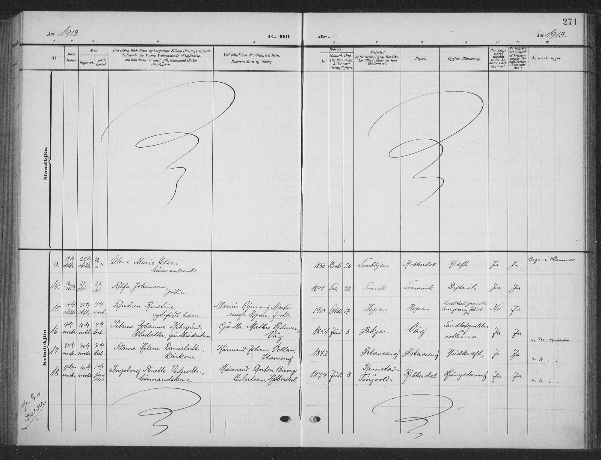 Ministerialprotokoller, klokkerbøker og fødselsregistre - Nordland, AV/SAT-A-1459/835/L0533: Parish register (copy) no. 835C05, 1906-1939, p. 271