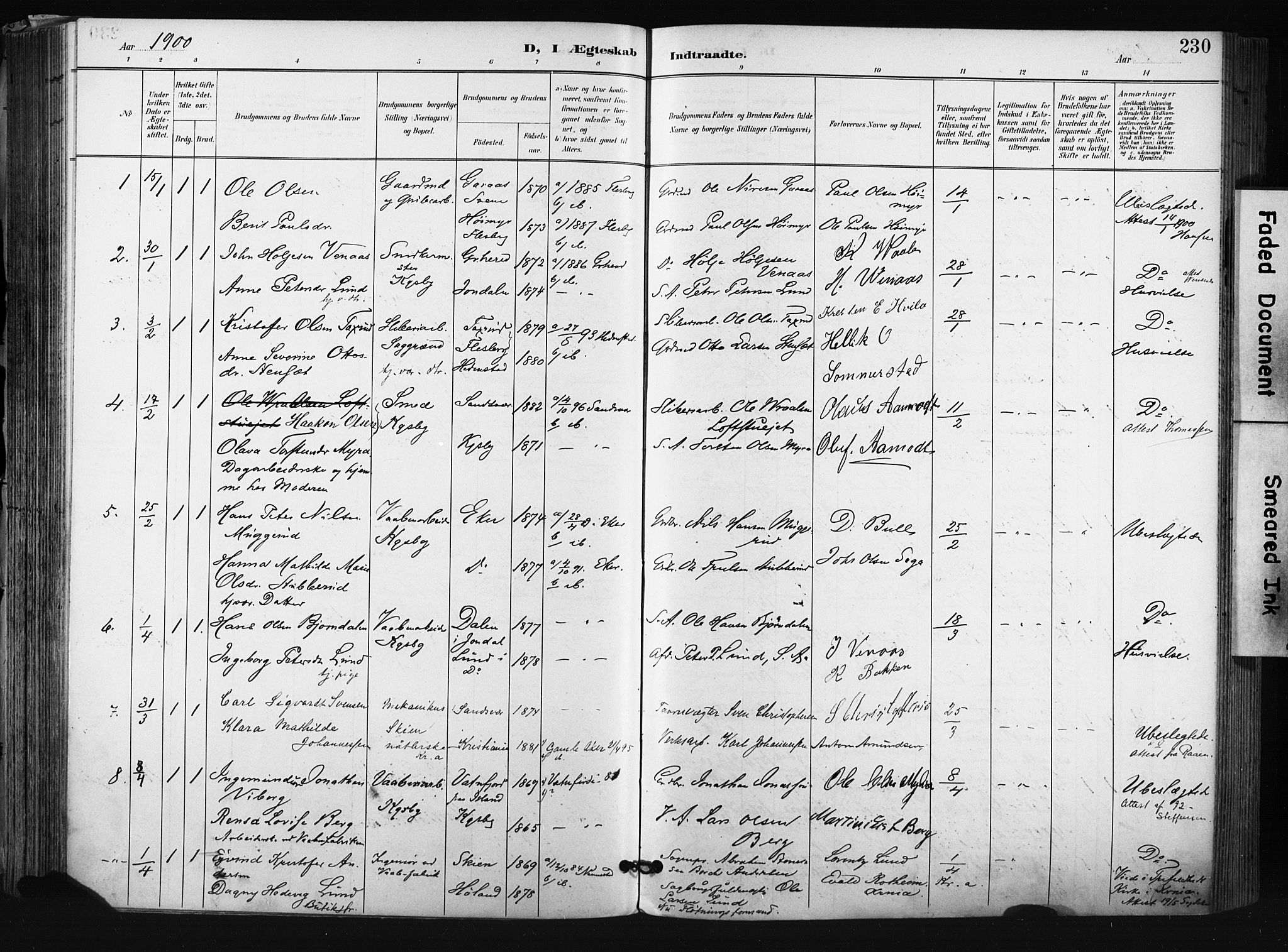 Kongsberg kirkebøker, AV/SAKO-A-22/F/Fb/L0003: Parish register (official) no. II 3, 1896-1905, p. 230