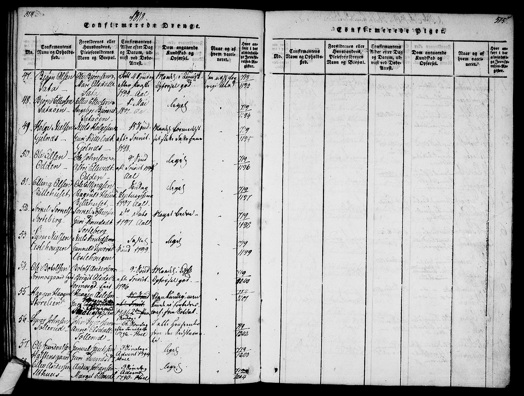 Ål kirkebøker, SAKO/A-249/F/Fa/L0004: Parish register (official) no. I 4, 1815-1825, p. 514-515
