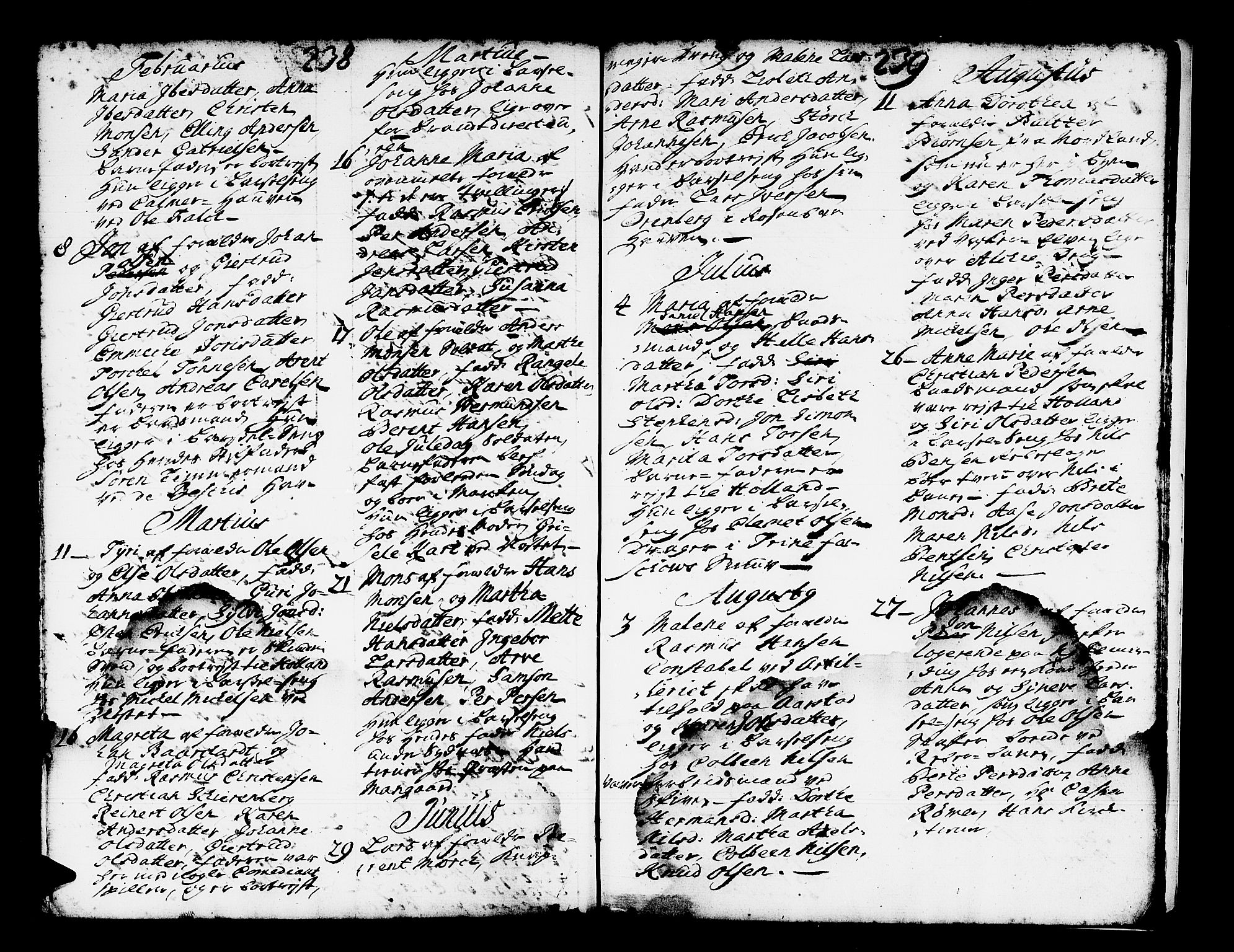 Domkirken sokneprestembete, AV/SAB-A-74801/H/Haa/L0001: Parish register (official) no. A 1, 1719-1732, p. 238-239