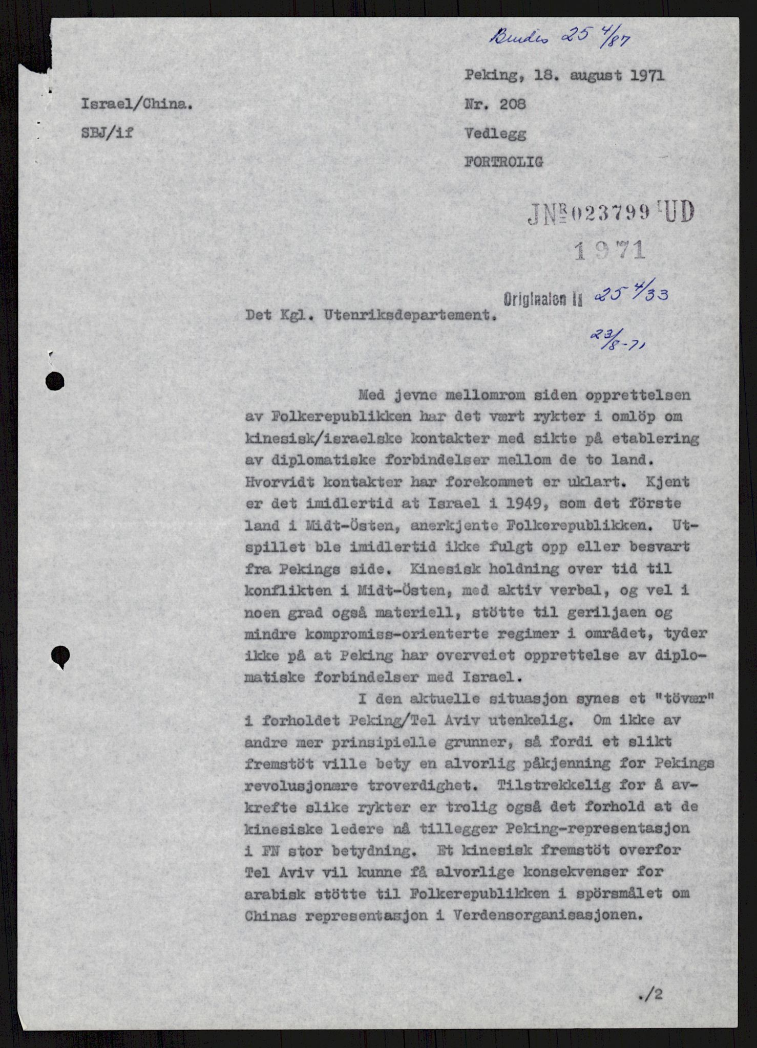 Utenriksdepartementet, hovedarkiv, AV/RA-S-6794/D/Db/Dba/L0776/0003: Verdenspolitikk. Fremmede staters politikk (G.L.) / Israel: Politikk (2 mapper), 1970-1972, p. 52