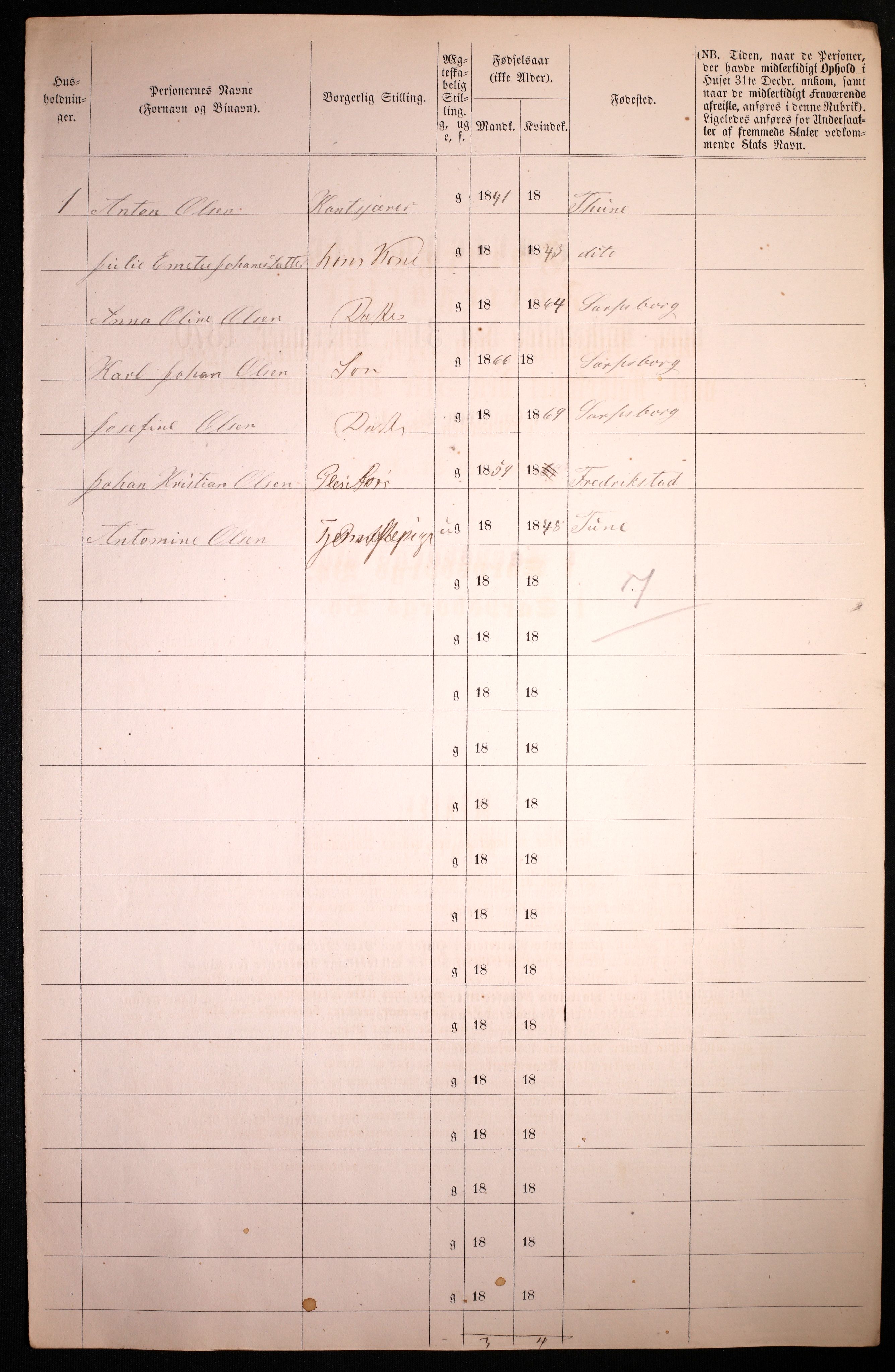 RA, 1870 census for 0102 Sarpsborg, 1870, p. 272