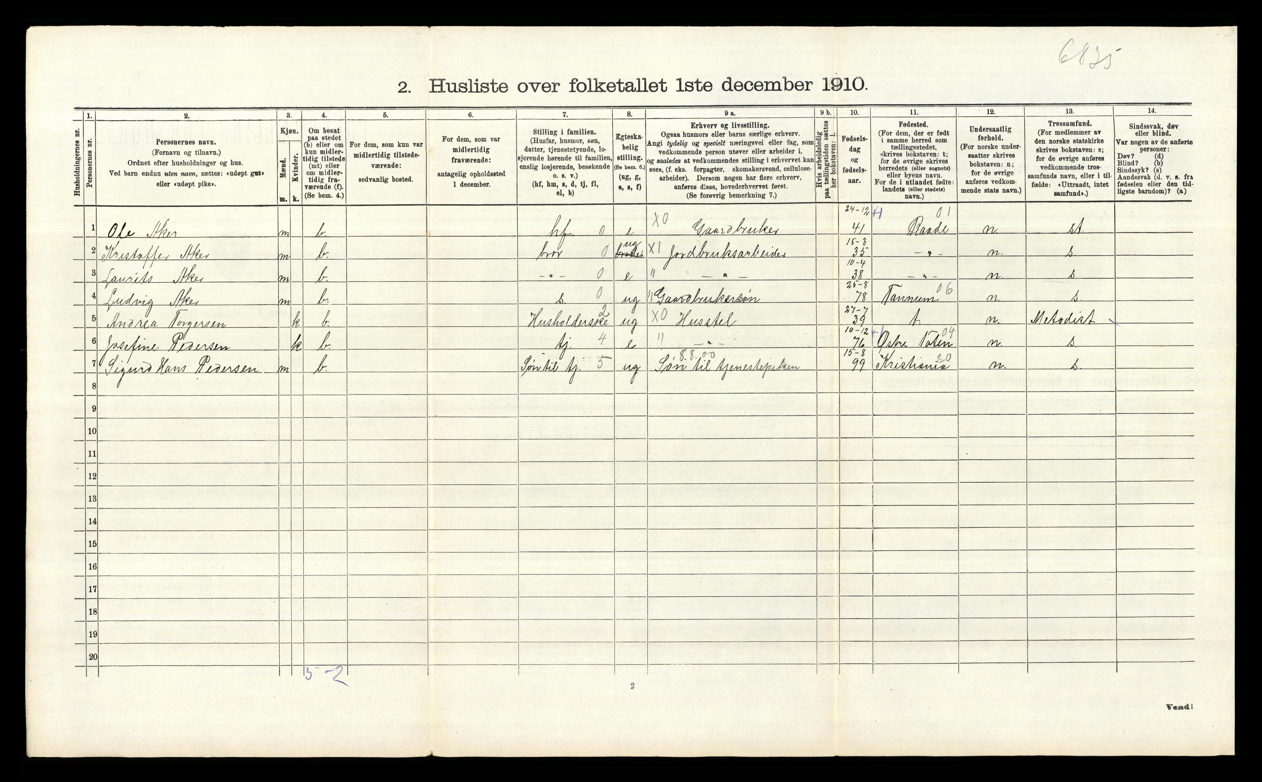 RA, 1910 census for Rygge, 1910, p. 907