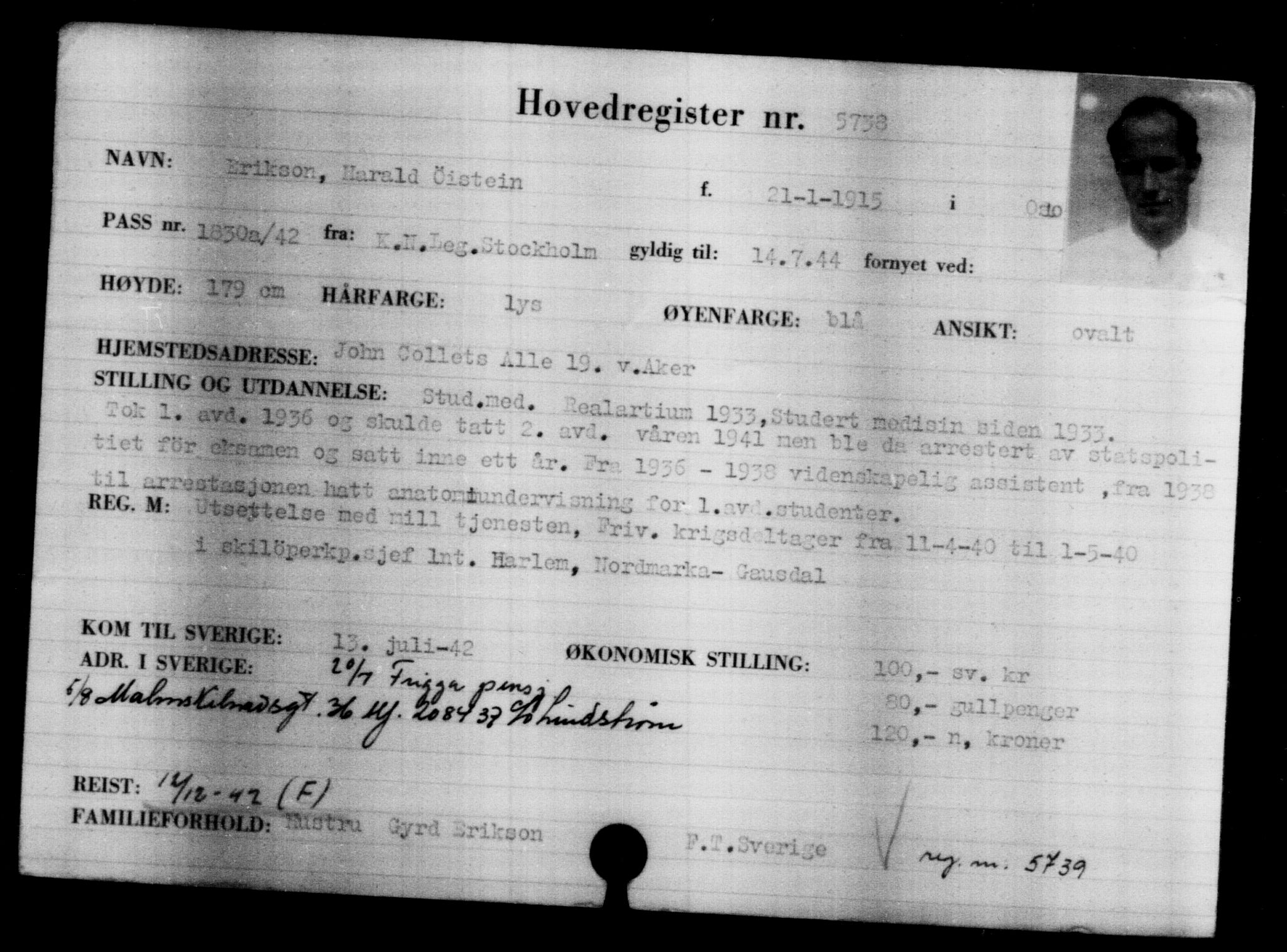 Utenriksstasjonene, Legasjonen i Stockholm, Flyktningkontoret, AV/RA-S-6753/V/Va/L0004: Kjesäterkartoteket, flyktninger med registreringsnr. 3496-6610, 1940-1945, p. 2600