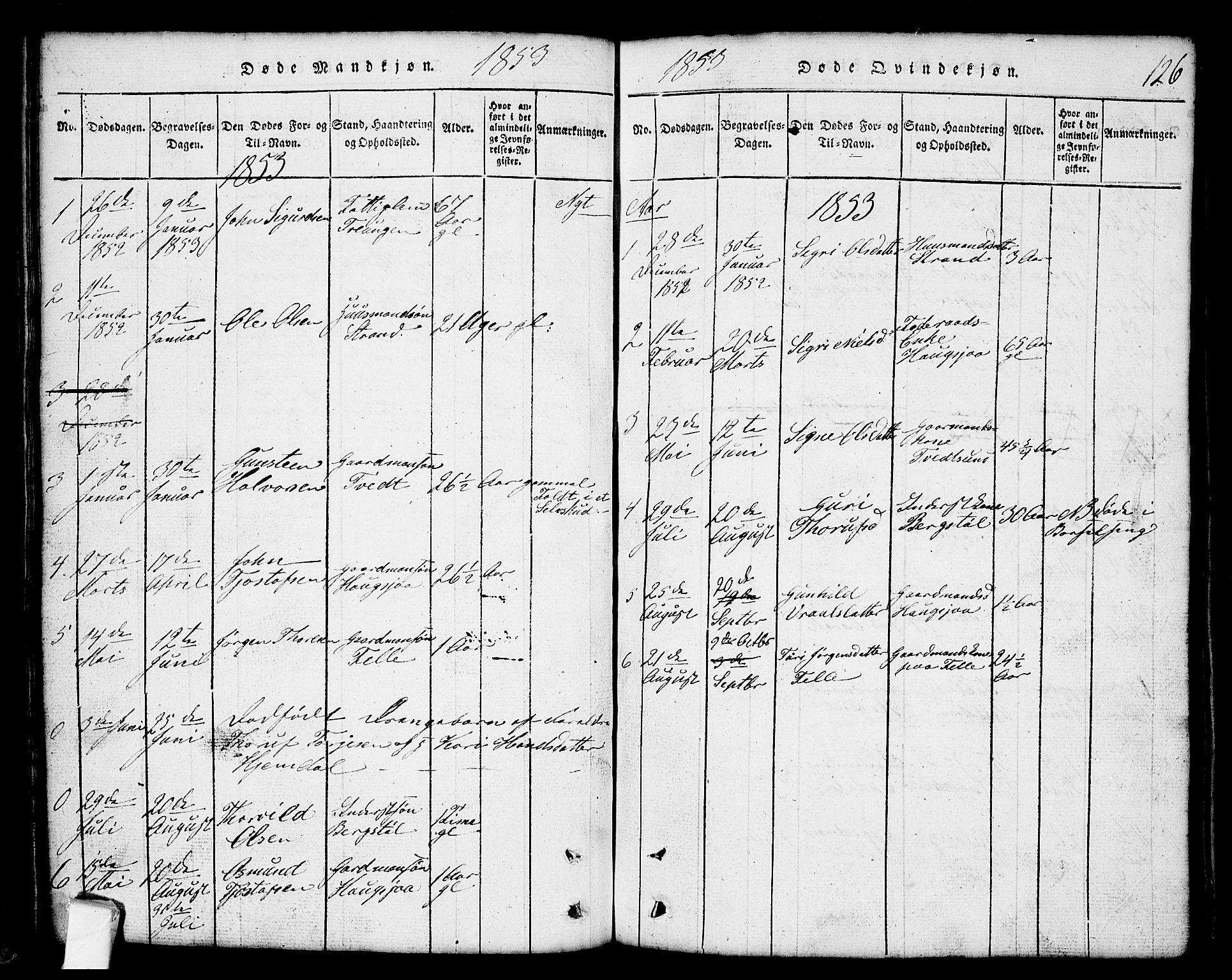 Nissedal kirkebøker, SAKO/A-288/G/Gb/L0001: Parish register (copy) no. II 1, 1814-1862, p. 126