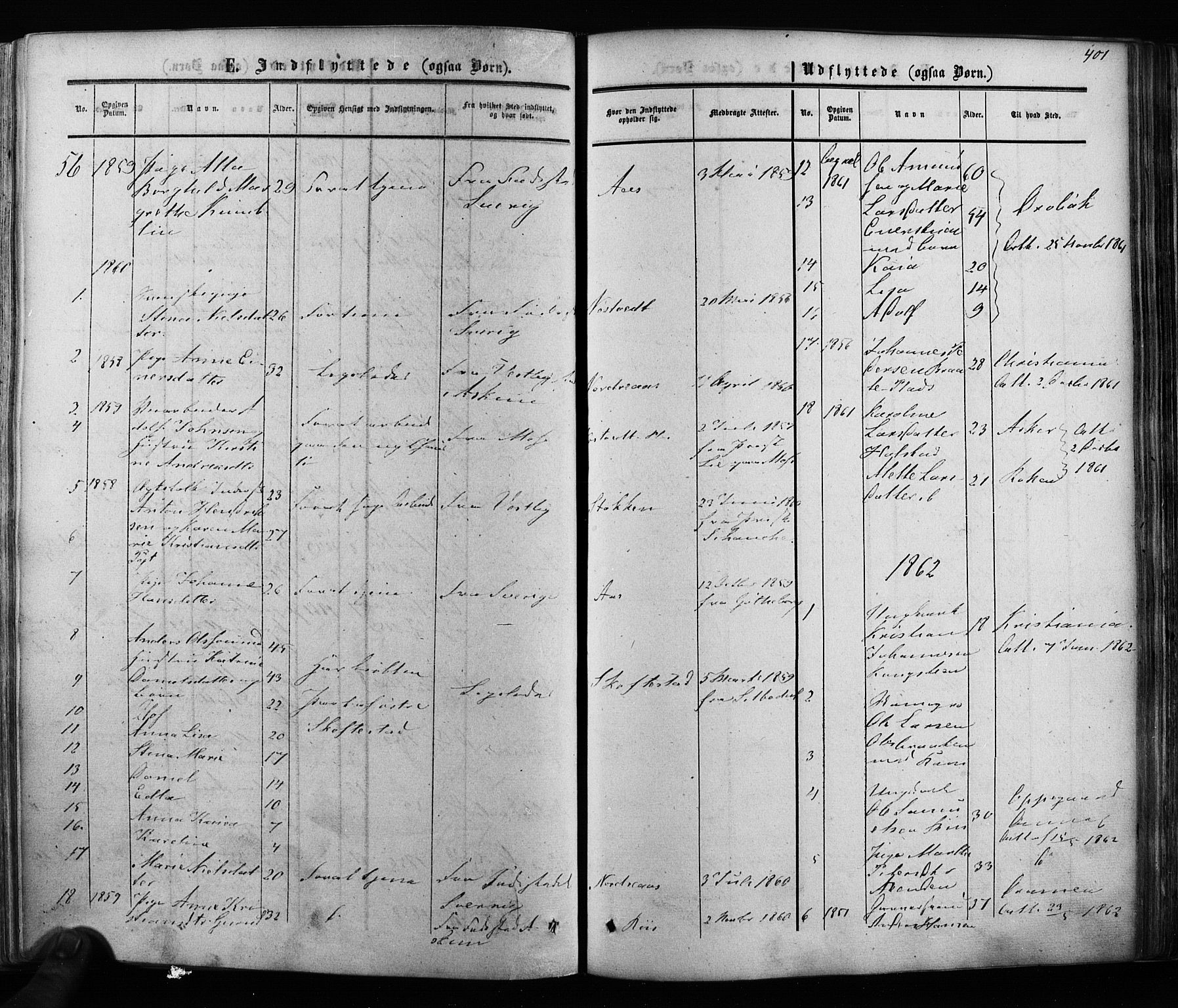 Ås prestekontor Kirkebøker, AV/SAO-A-10894/F/Fa/L0007: Parish register (official) no. I 7, 1854-1870, p. 401