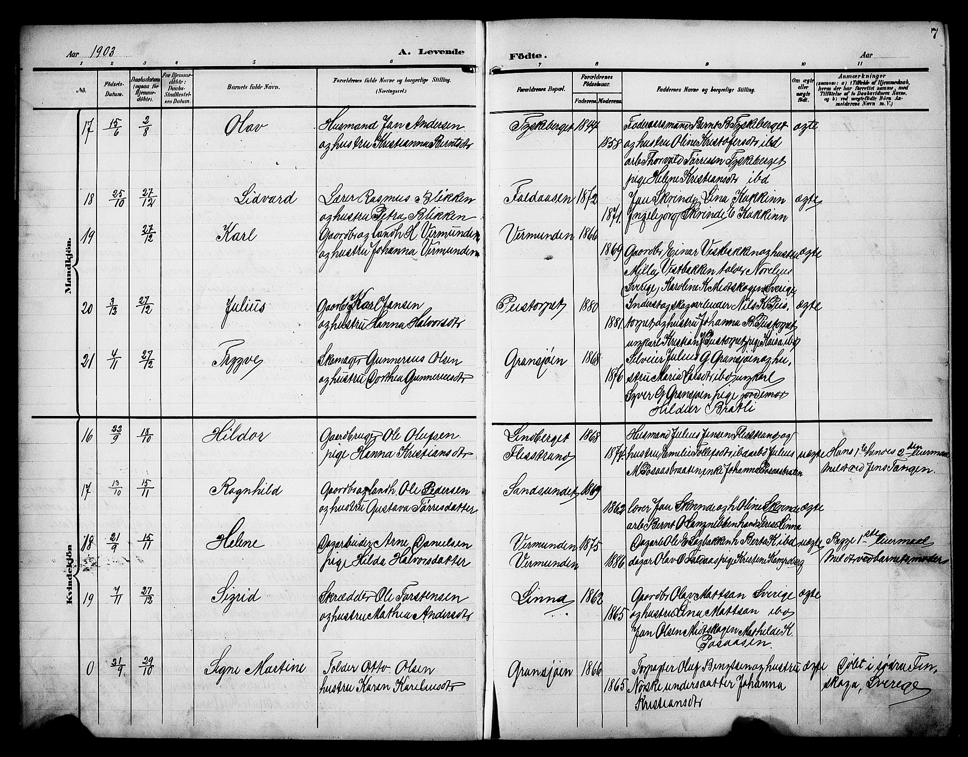 Åsnes prestekontor, AV/SAH-PREST-042/H/Ha/Hab/L0006: Parish register (copy) no. 6, 1903-1929, p. 7