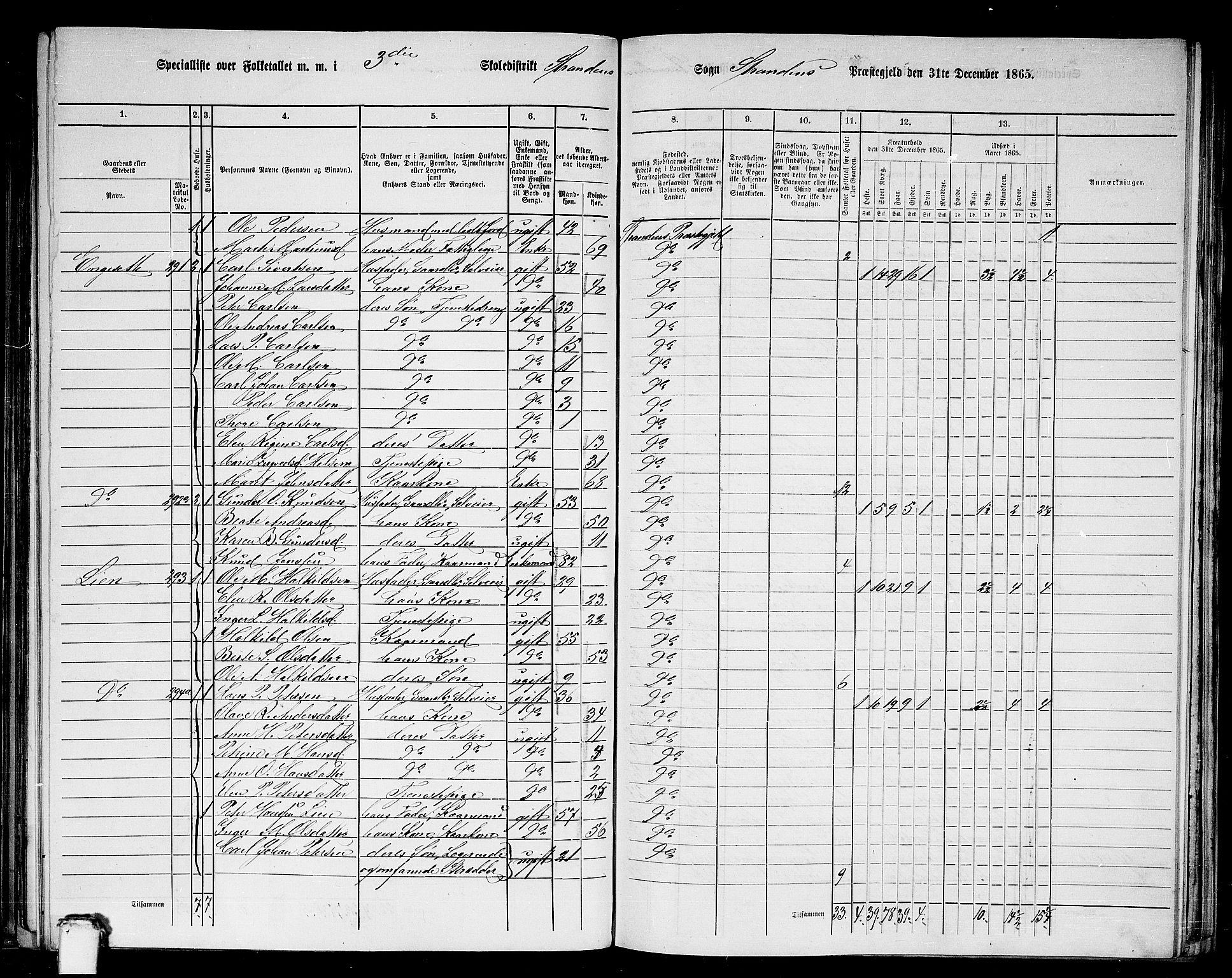 RA, 1865 census for Stranda, 1865, p. 40