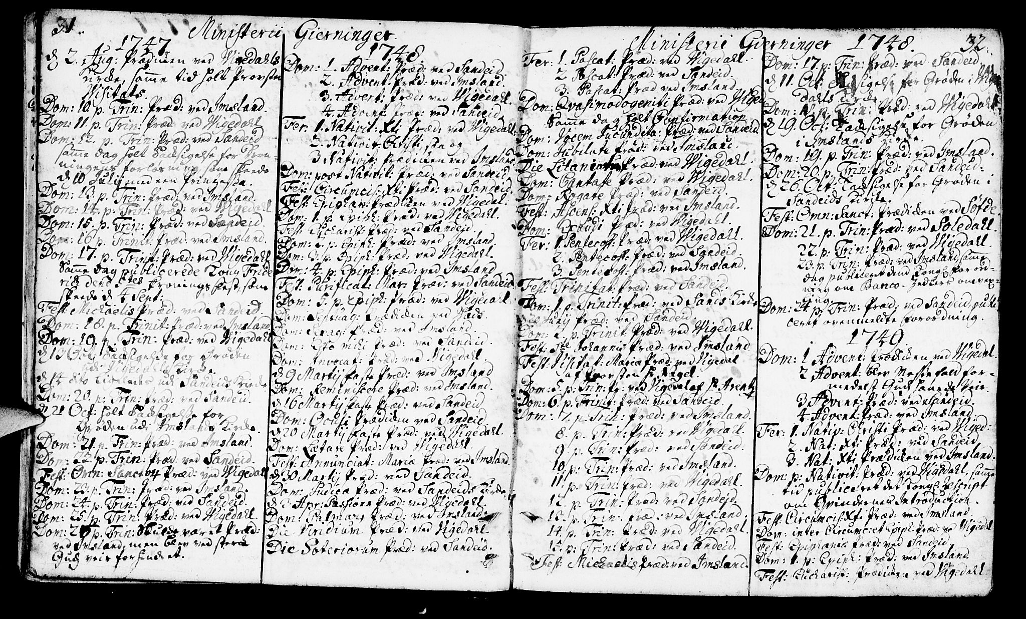 Vikedal sokneprestkontor, AV/SAST-A-101840/01/IV: Parish register (official) no. A 1, 1737-1778, p. 31-32