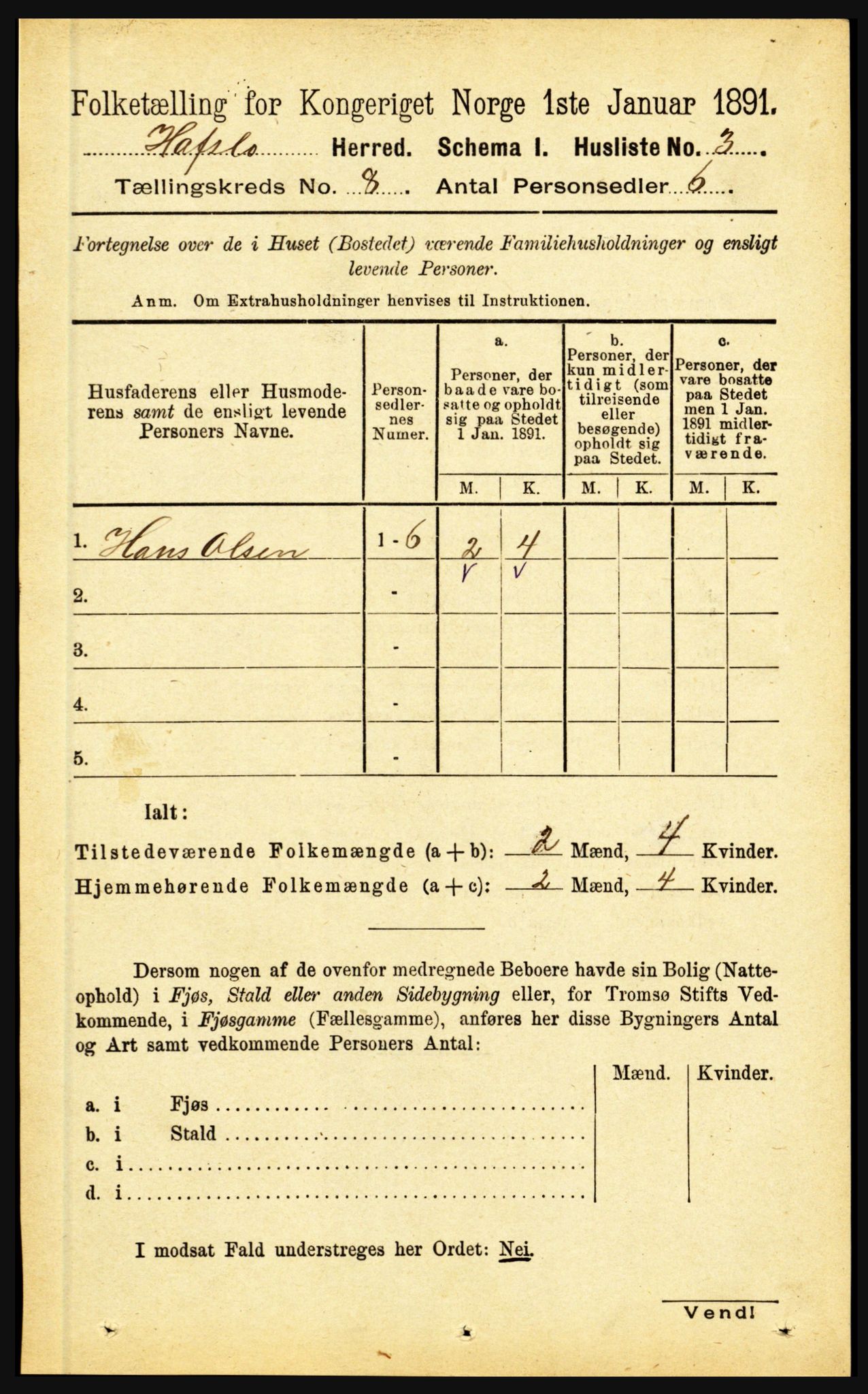 RA, 1891 census for 1425 Hafslo, 1891, p. 3129