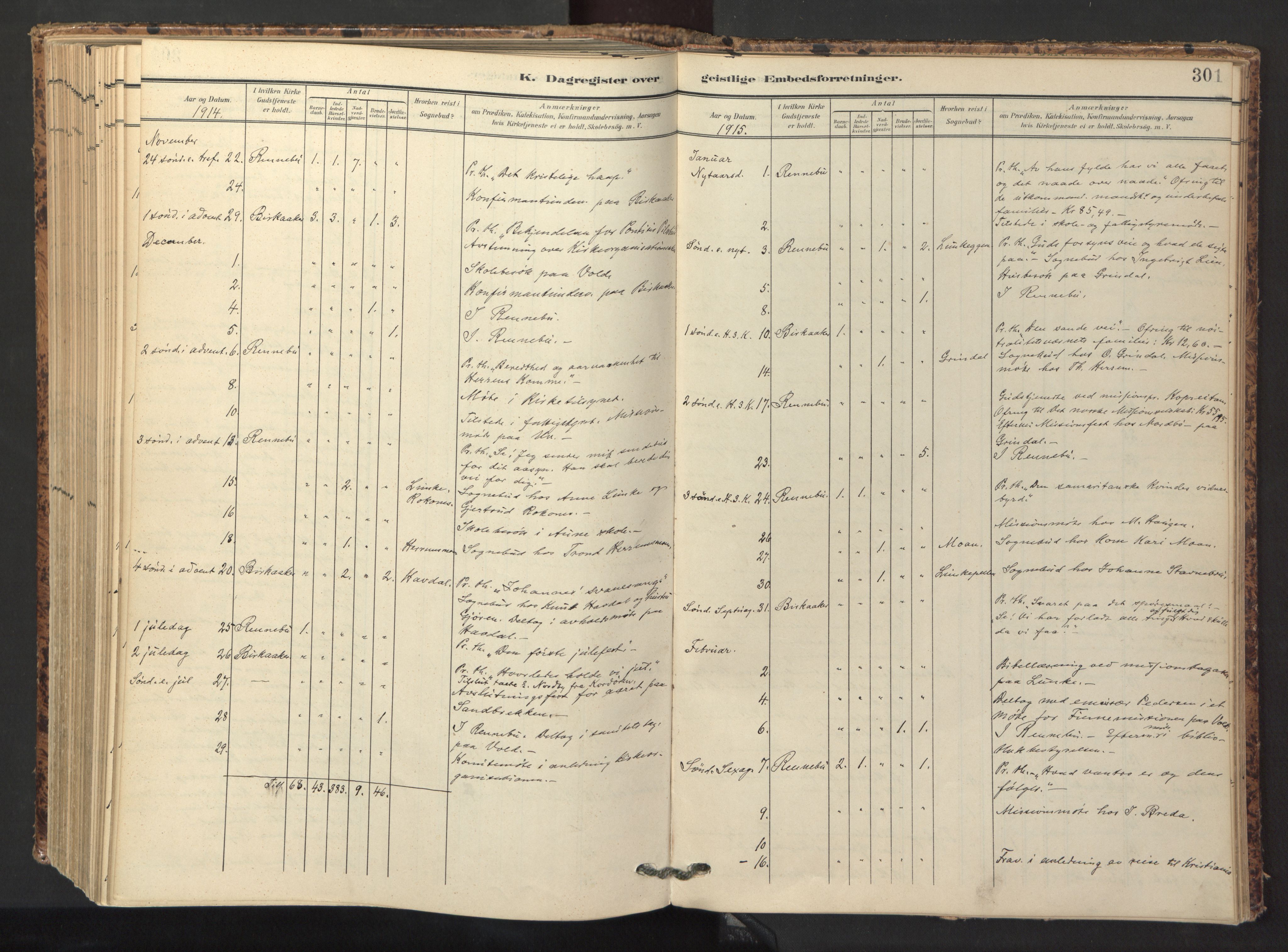Ministerialprotokoller, klokkerbøker og fødselsregistre - Sør-Trøndelag, SAT/A-1456/674/L0873: Parish register (official) no. 674A05, 1908-1923, p. 301