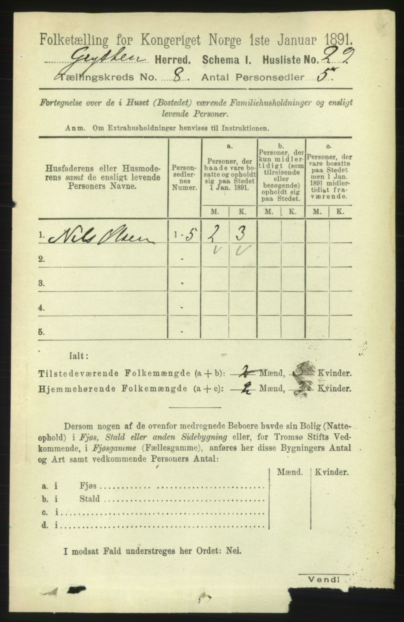 RA, 1891 census for 1539 Grytten, 1891, p. 3162