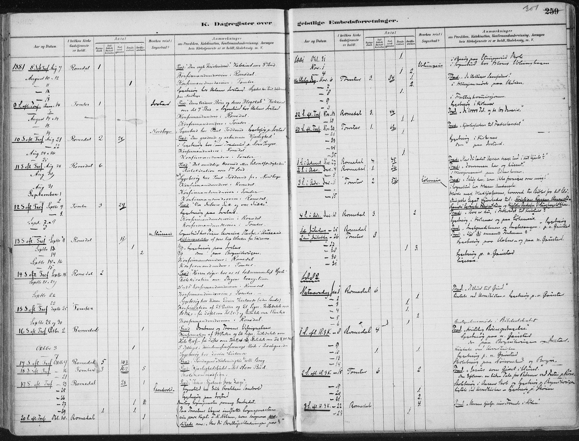 Romedal prestekontor, AV/SAH-PREST-004/K/L0010: Parish register (official) no. 10, 1880-1895, p. 301