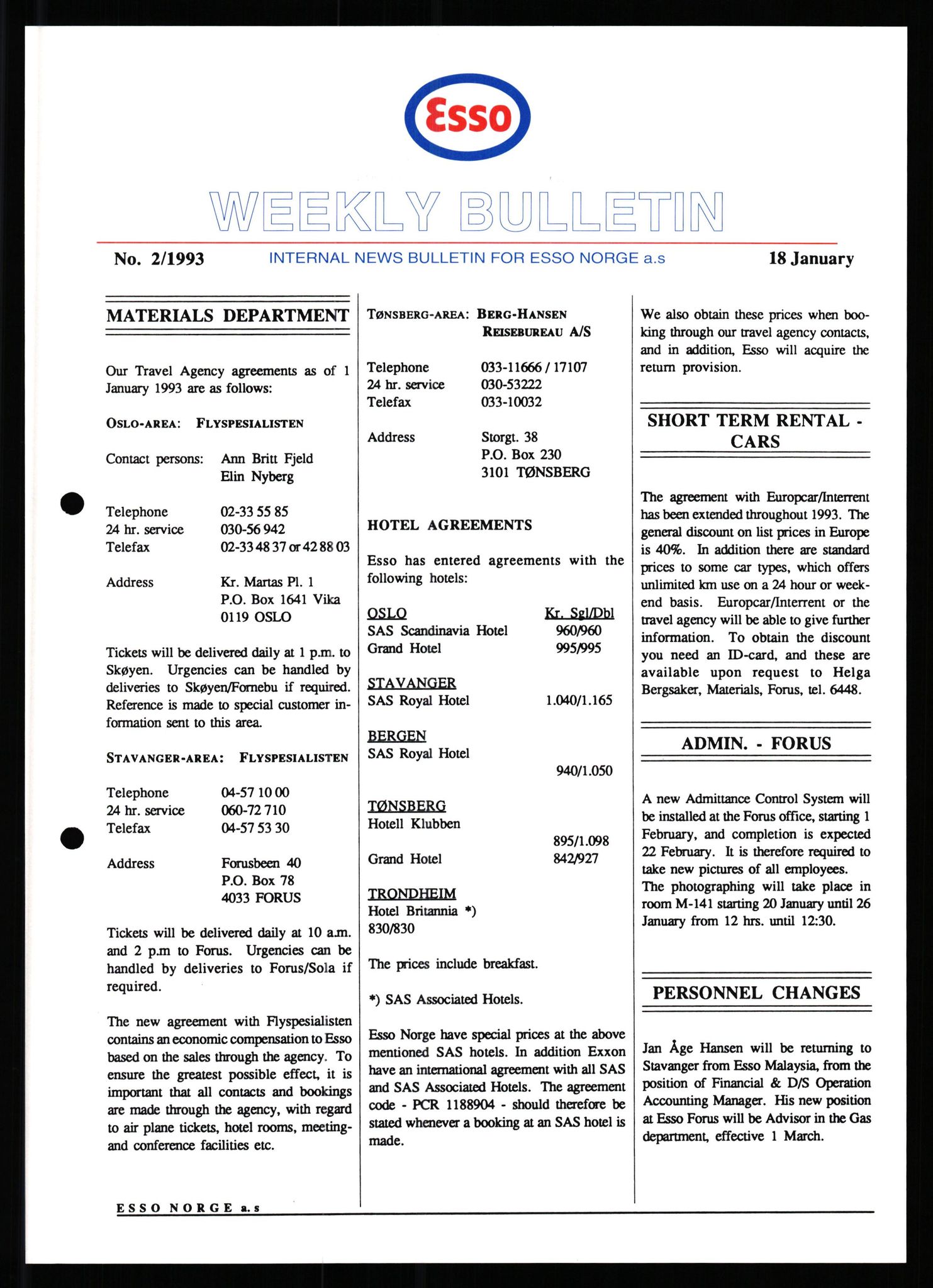 Pa 0982 - Esso Norge A/S, AV/SAST-A-100448/X/Xd/L0003: Ukenytt, 1987-1991