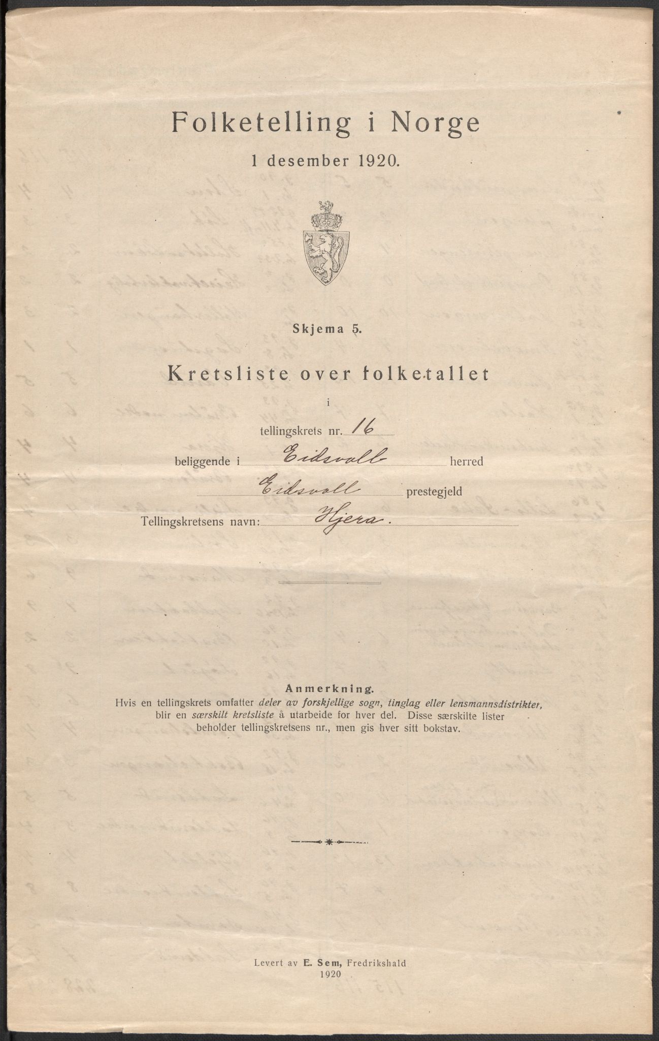 SAO, 1920 census for Eidsvoll, 1920, p. 68