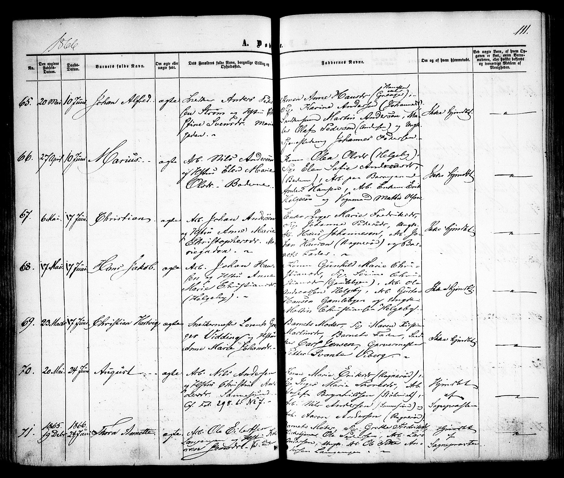 Sarpsborg prestekontor Kirkebøker, AV/SAO-A-2006/F/Fa/L0001: Parish register (official) no. 1, 1859-1868, p. 111