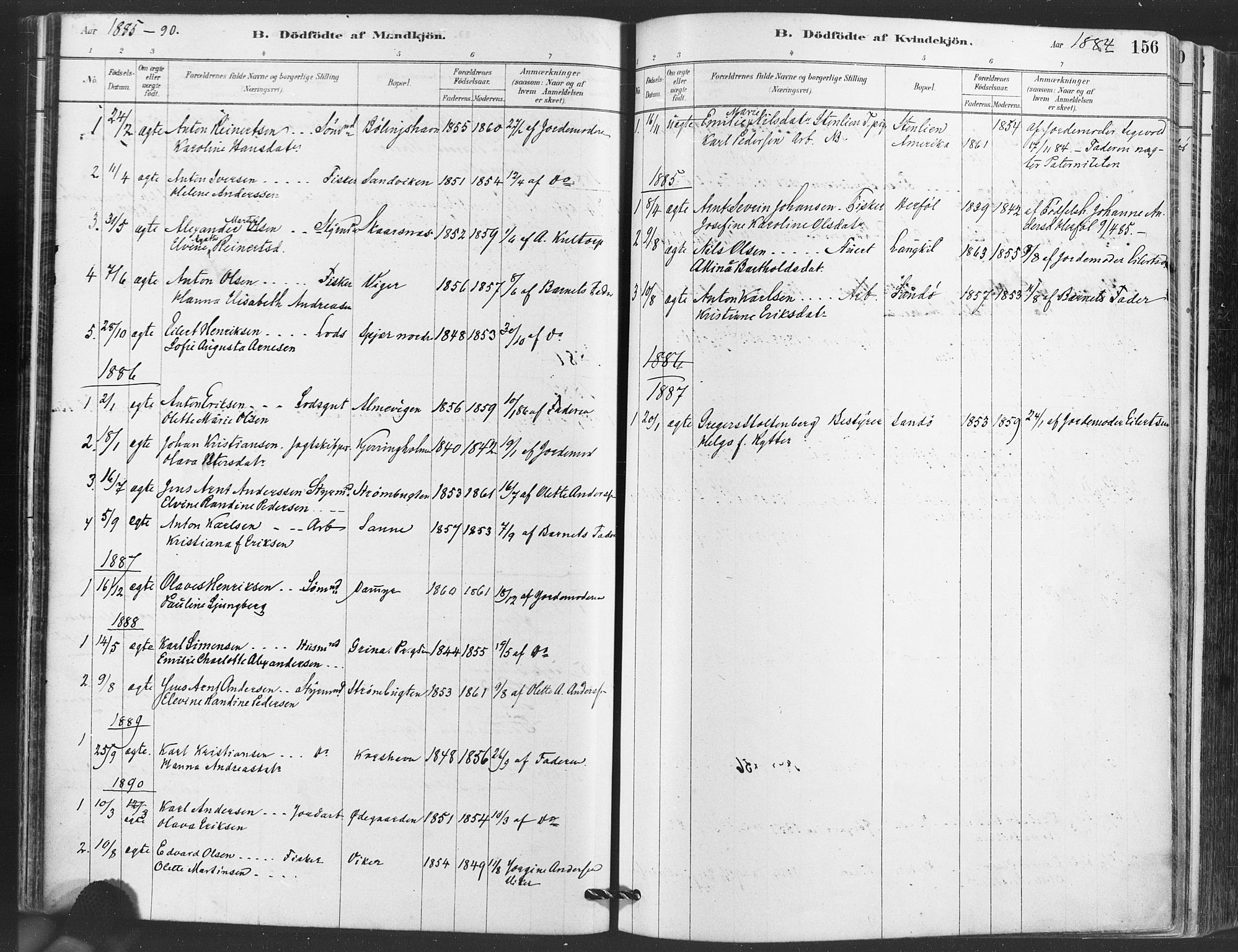 Hvaler prestekontor Kirkebøker, AV/SAO-A-2001/F/Fa/L0008: Parish register (official) no. I 8, 1878-1895, p. 156