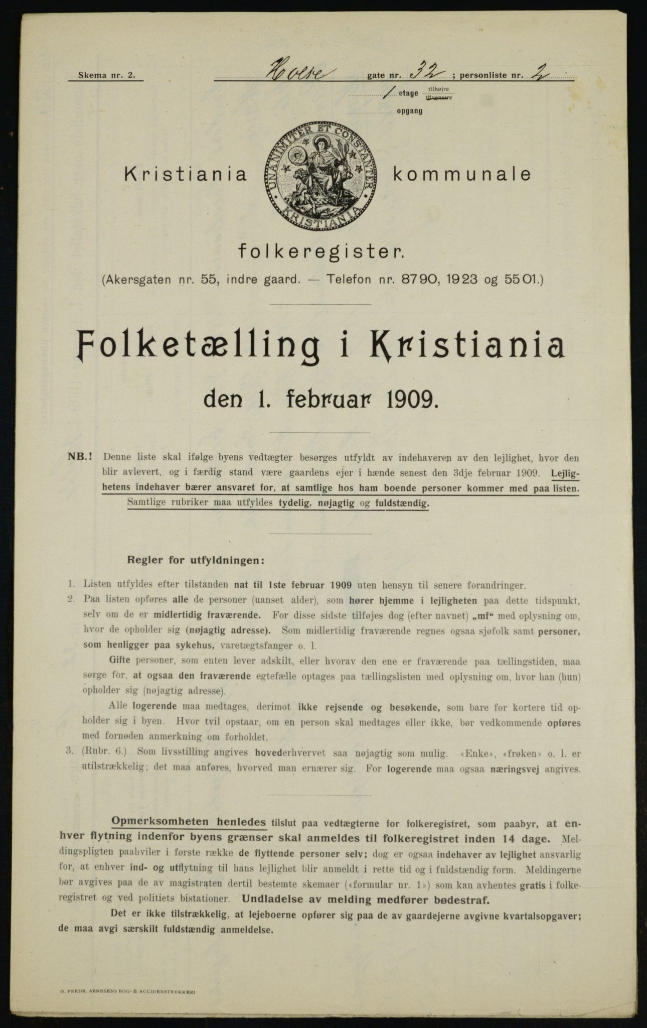 OBA, Municipal Census 1909 for Kristiania, 1909, p. 37522