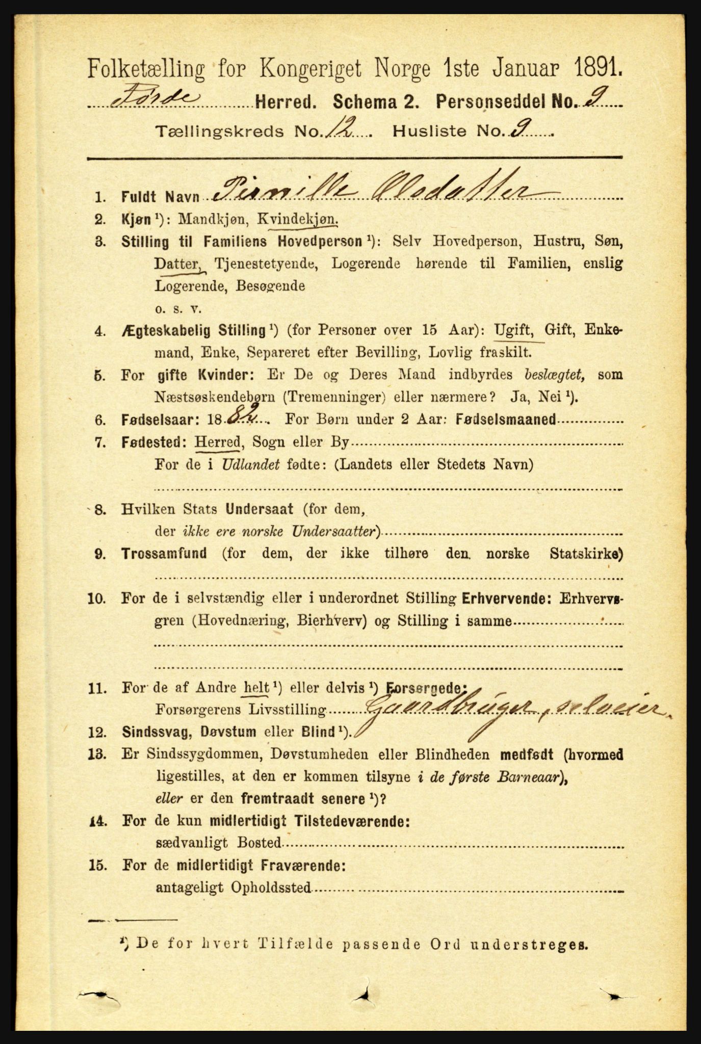 RA, 1891 census for 1432 Førde, 1891, p. 4340