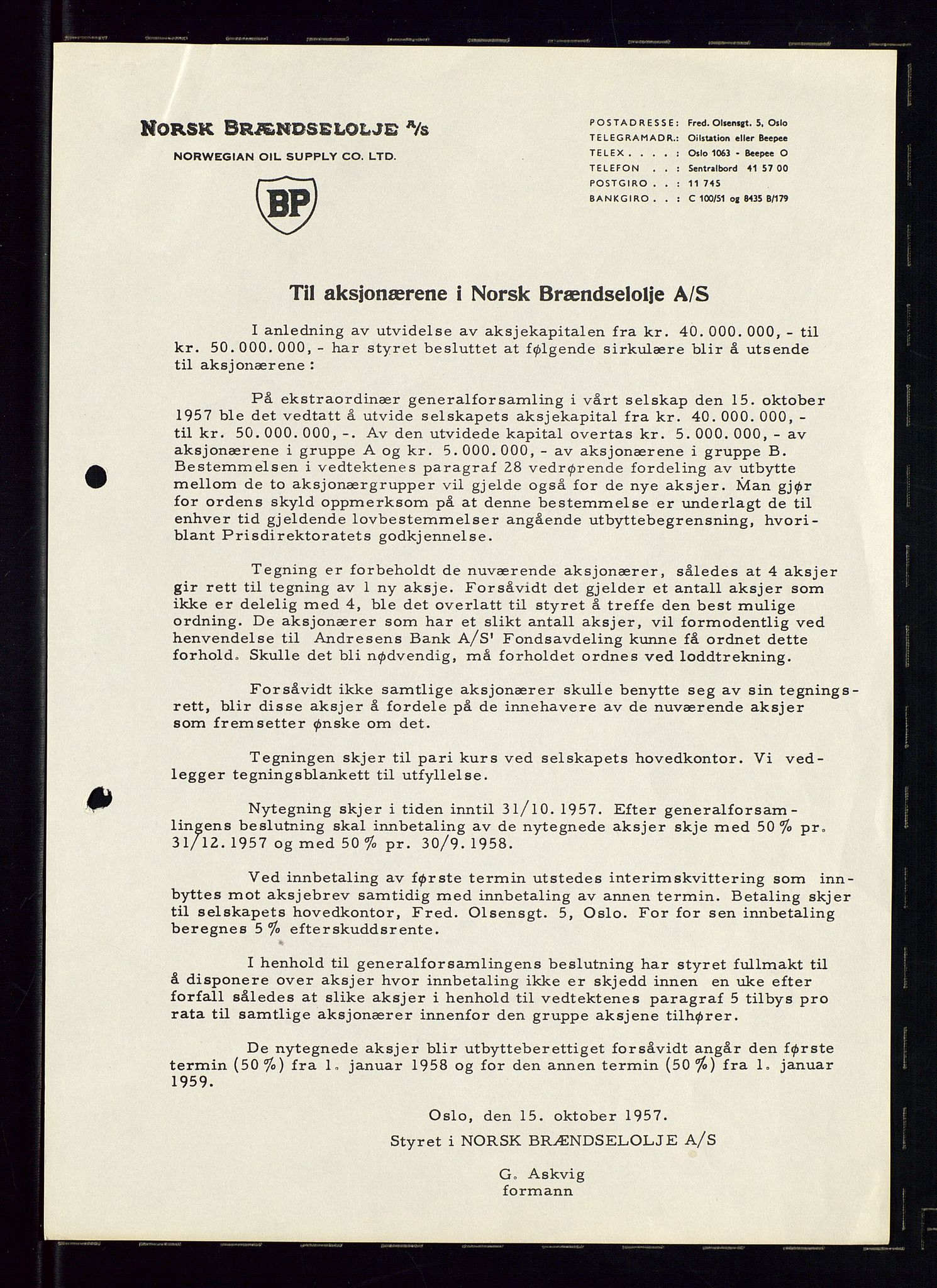 PA 1544 - Norsk Brændselolje A/S, AV/SAST-A-101965/1/A/Aa/L0007/0003: Generalforsamling / Generalforsamling 1956, ekstraordinær generalforsamling 1957, 1956-1957, p. 108