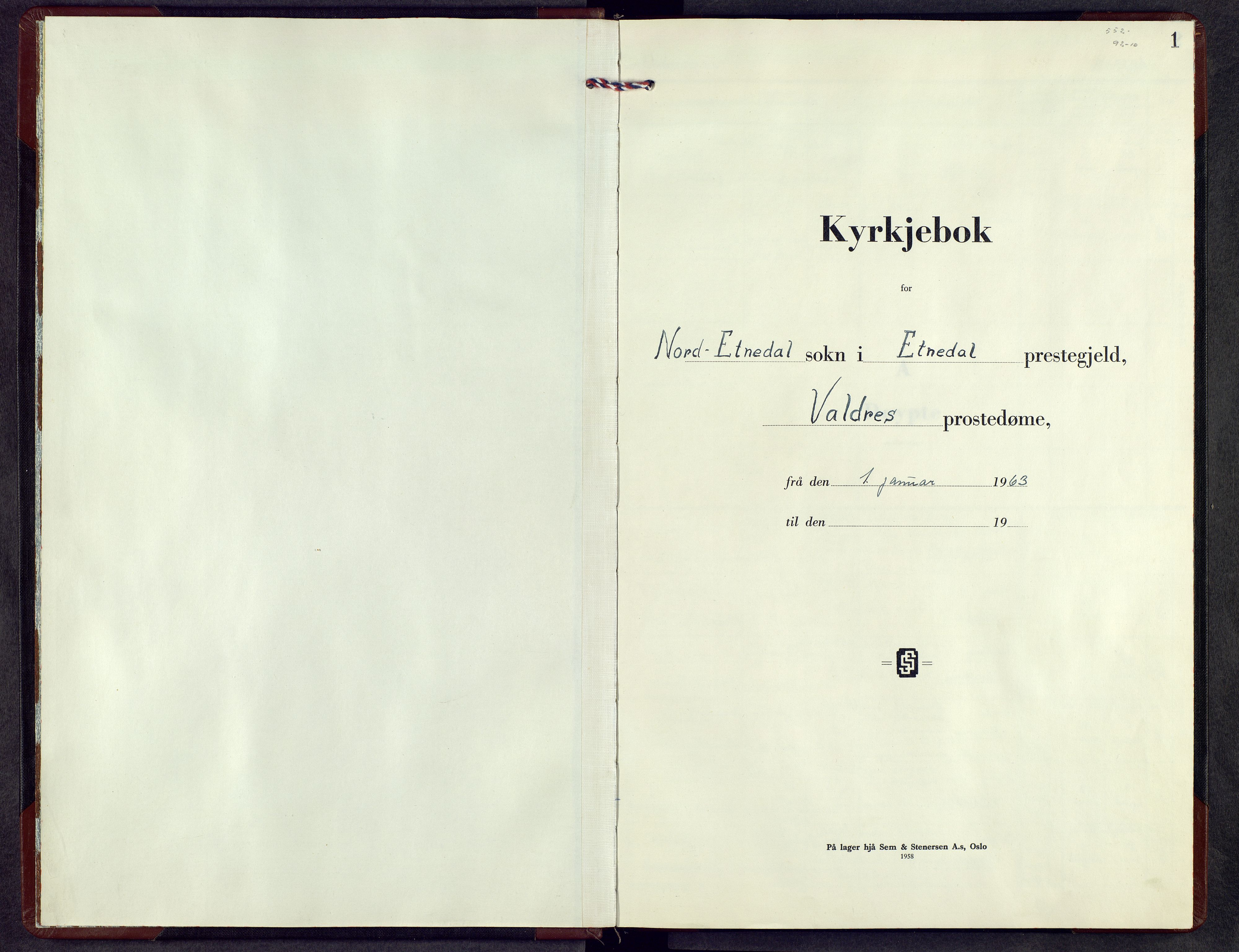 Etnedal prestekontor, AV/SAH-PREST-130/H/Ha/Hab/Habb/L0004: Parish register (copy) no. II 4, 1963-1973, p. 1