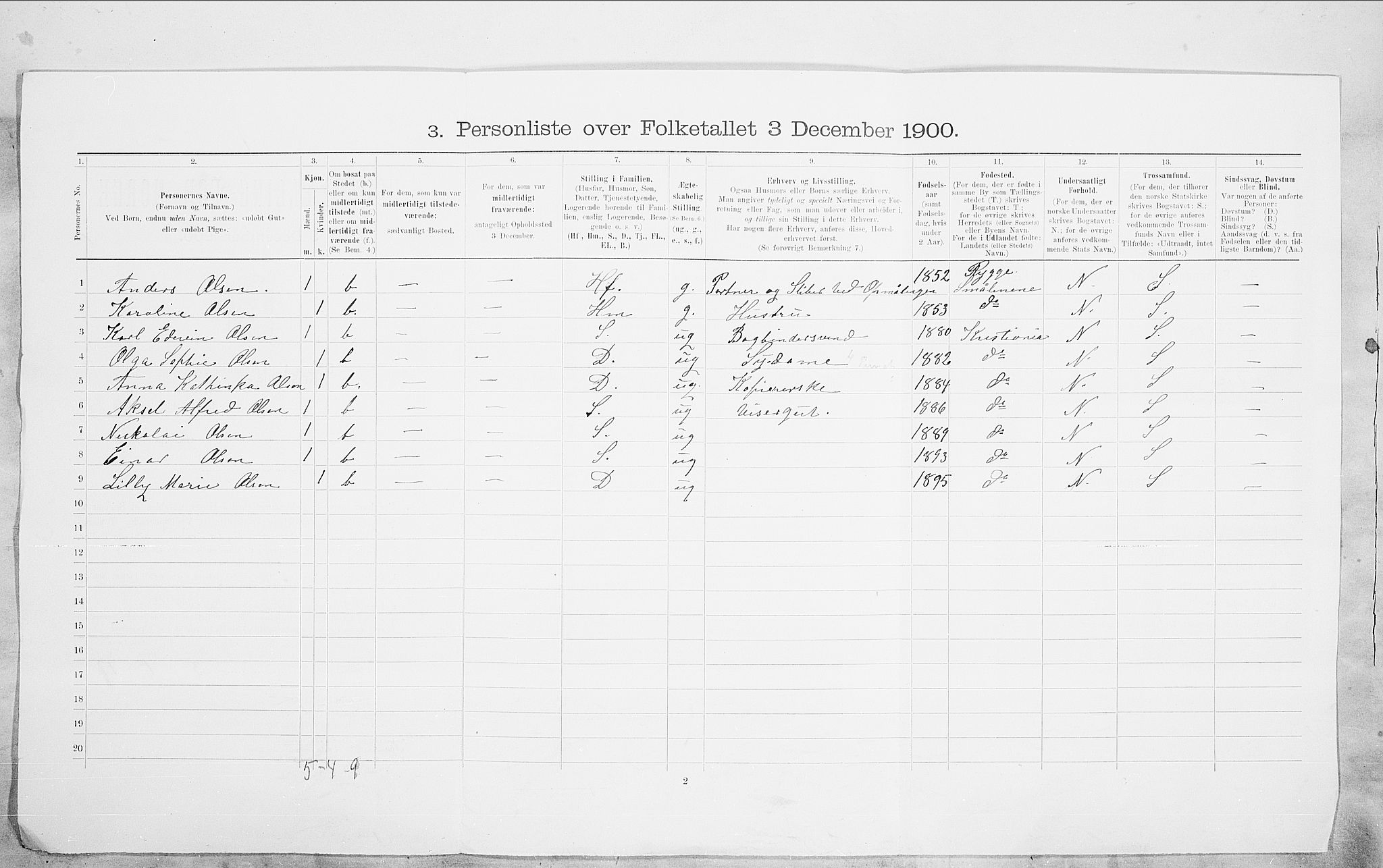 SAO, 1900 census for Kristiania, 1900, p. 90099