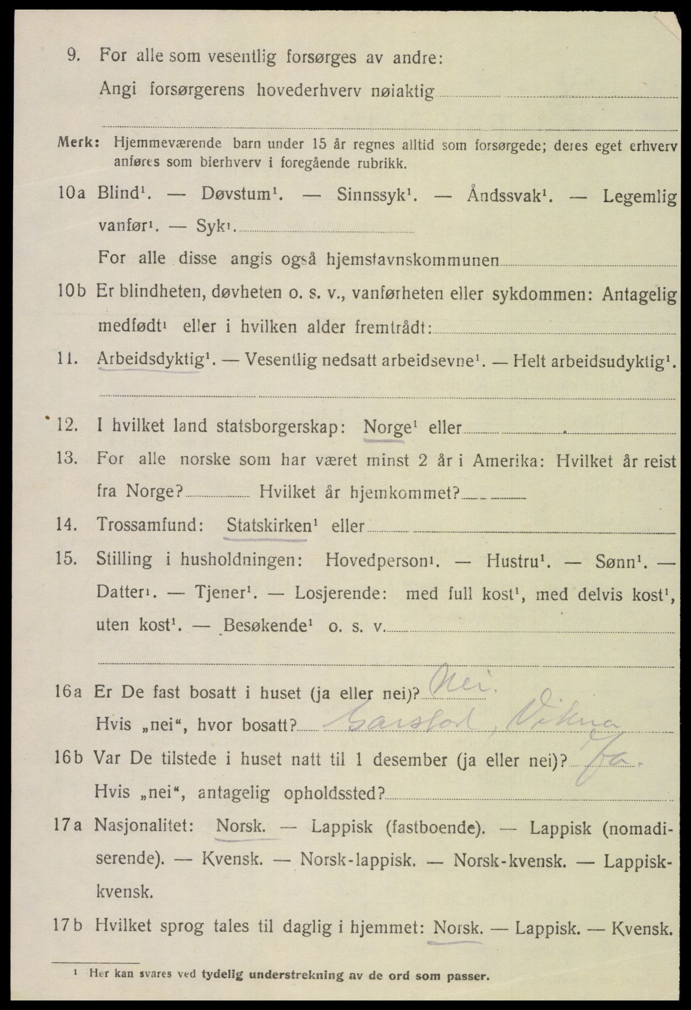 SAT, 1920 census for Vikna, 1920, p. 5474