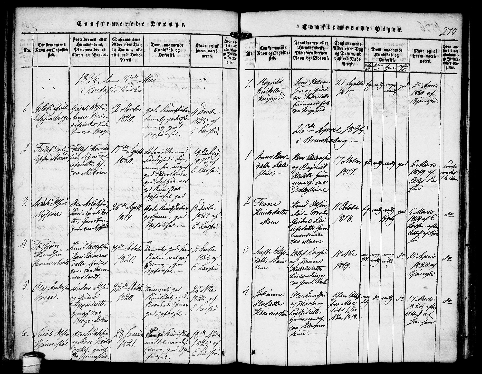 Kviteseid kirkebøker, SAKO/A-276/F/Fb/L0001: Parish register (official) no. II 1, 1815-1836, p. 270