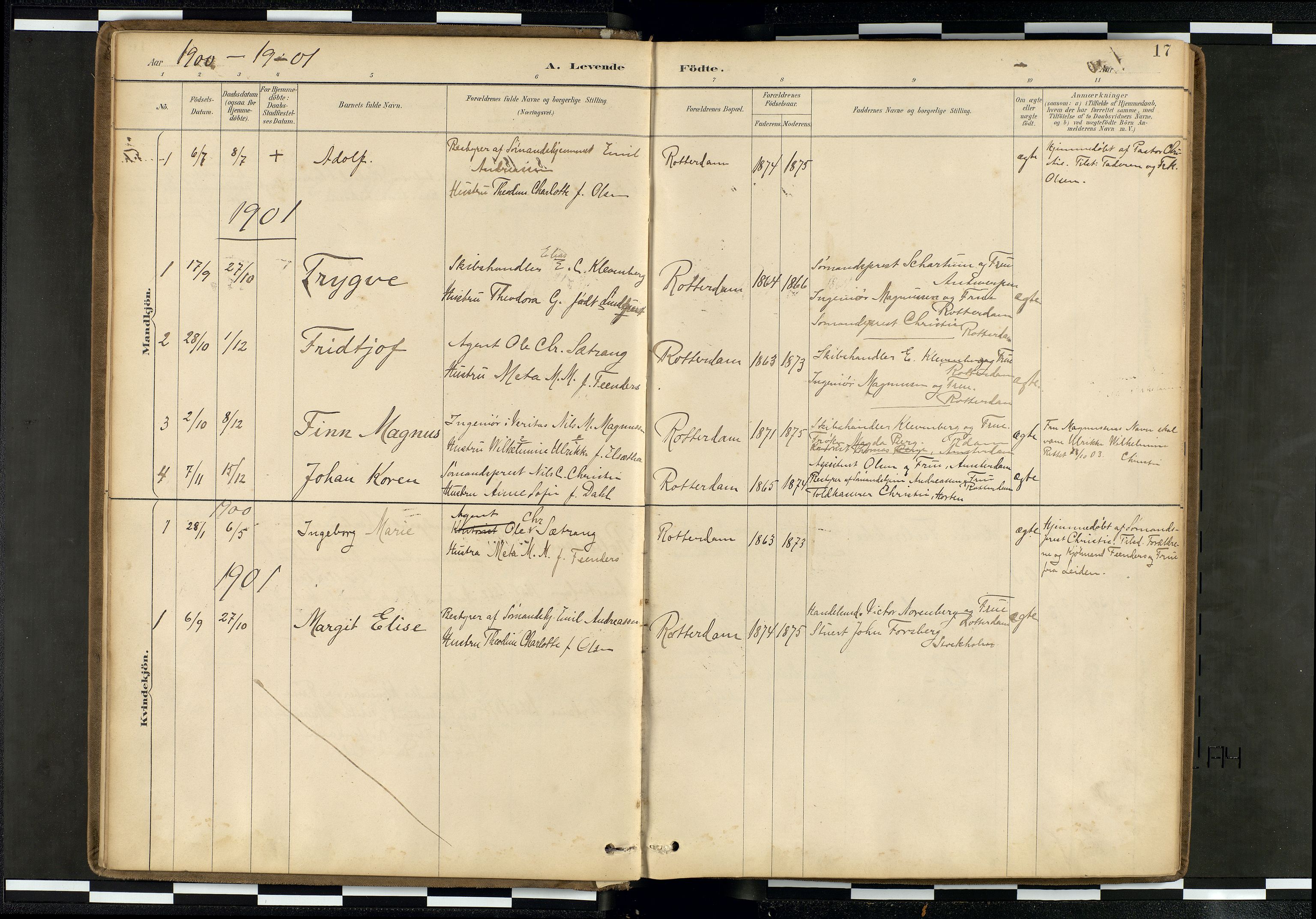 Den norske sjømannsmisjon i utlandet/Hollandske havner (Amsterdam-Rotterdam-Europort), AV/SAB-SAB/PA-0106/H/Ha/Haa/L0002: Parish register (official) no. A 2, 1887-1907, p. 16b-17a