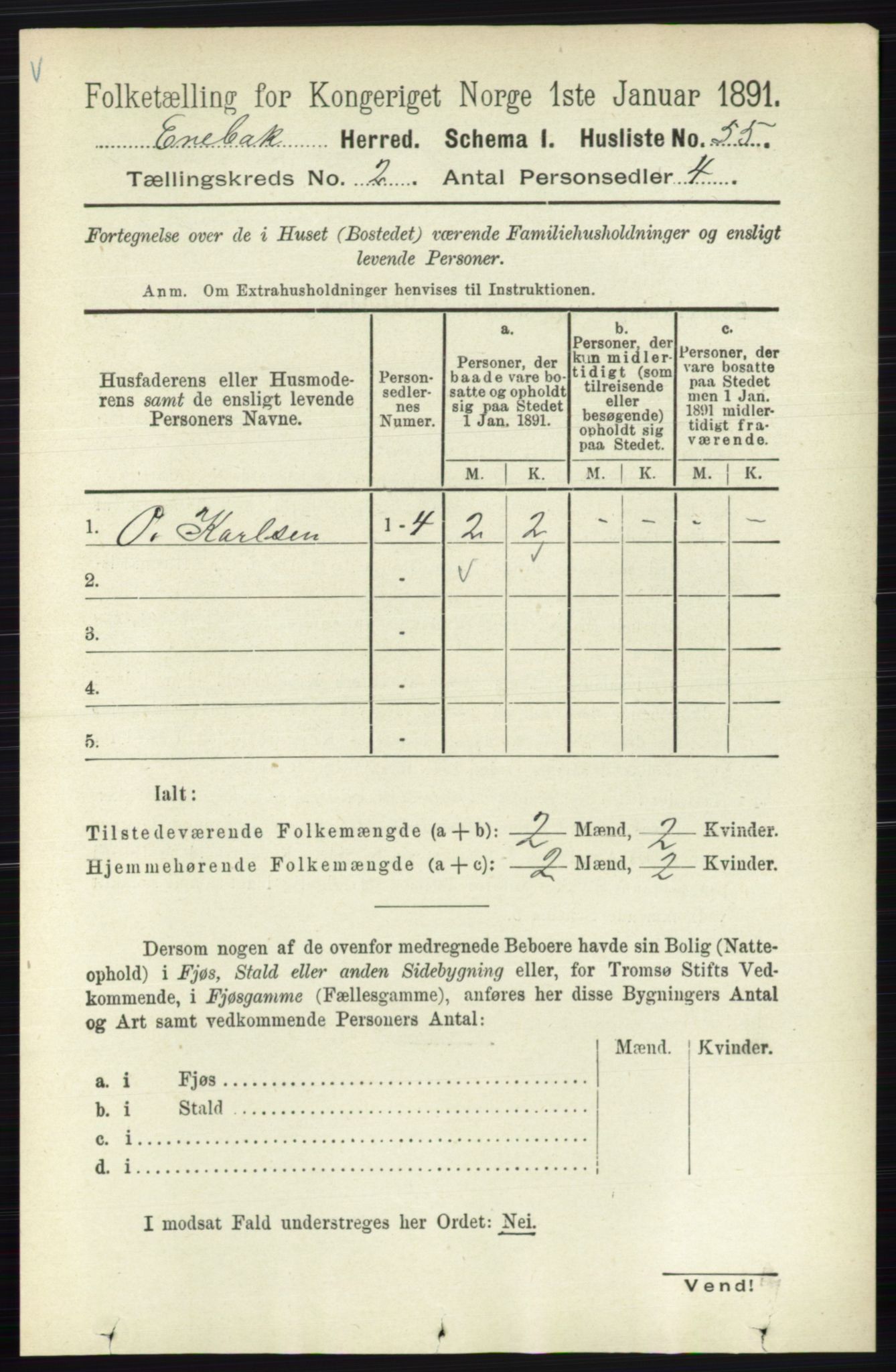 RA, 1891 census for 0229 Enebakk, 1891, p. 761