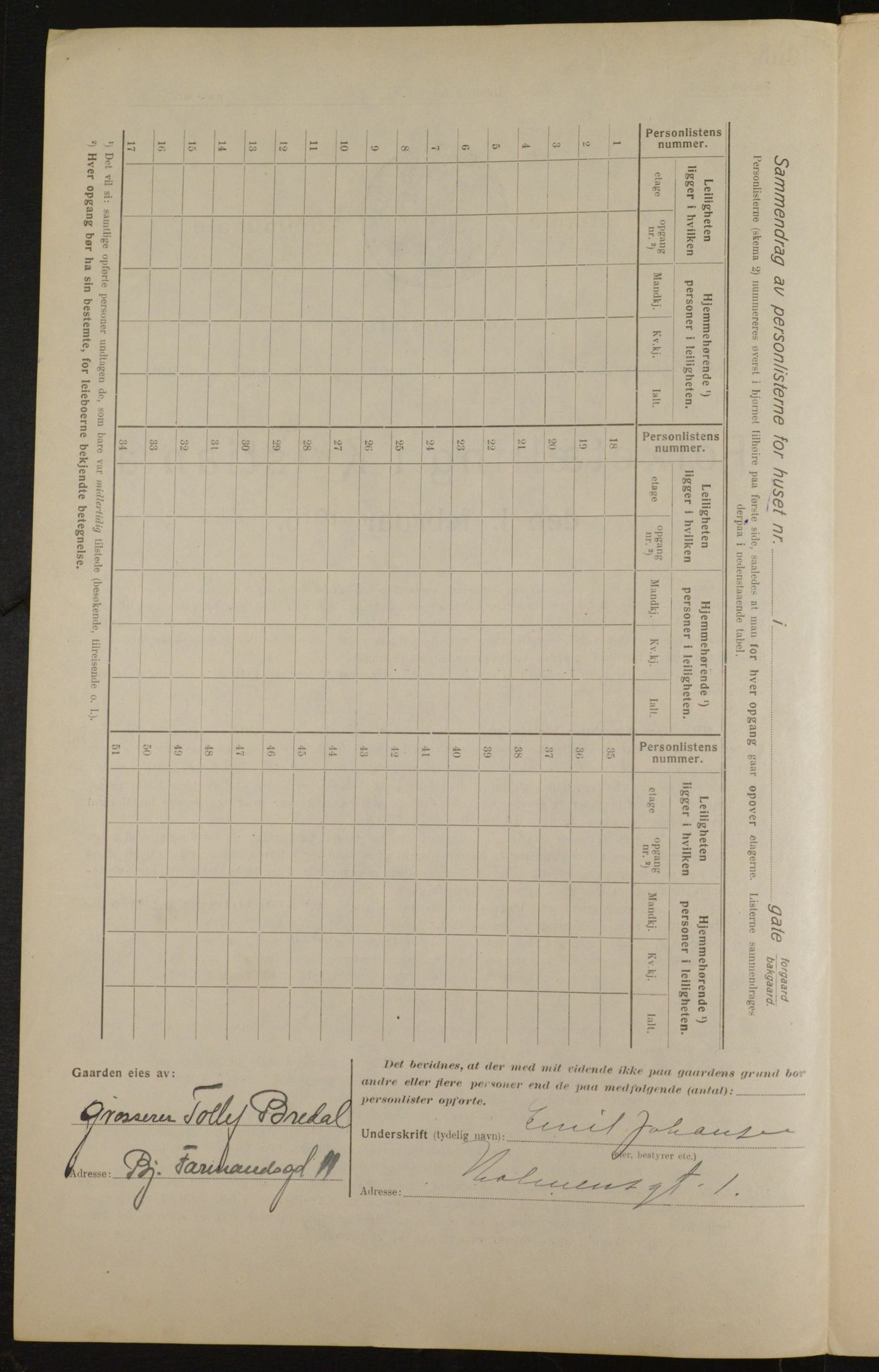 OBA, Municipal Census 1916 for Kristiania, 1916, p. 41488