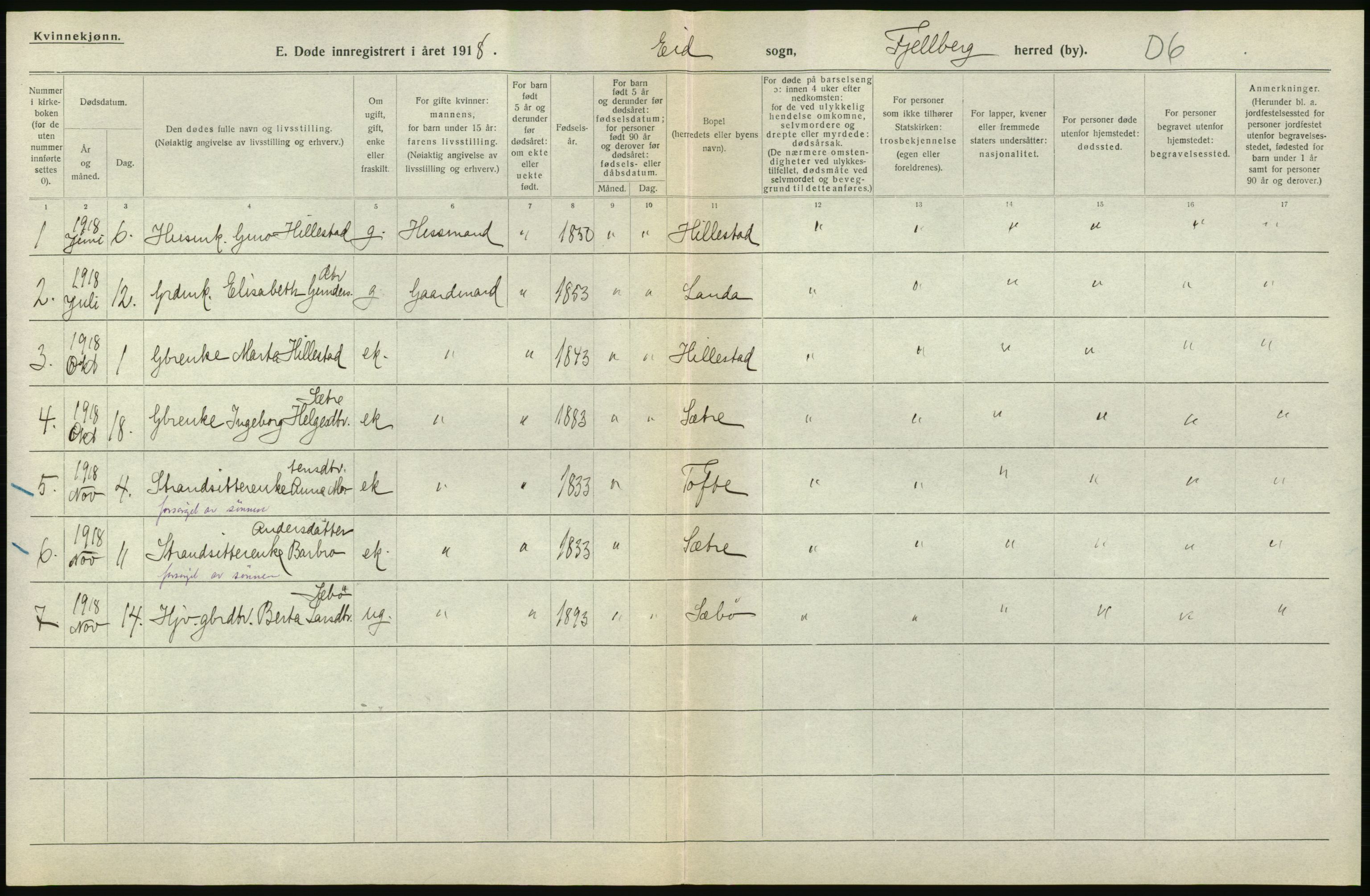 Statistisk sentralbyrå, Sosiodemografiske emner, Befolkning, AV/RA-S-2228/D/Df/Dfb/Dfbh/L0036: Hordaland fylke: Døde., 1918, p. 370