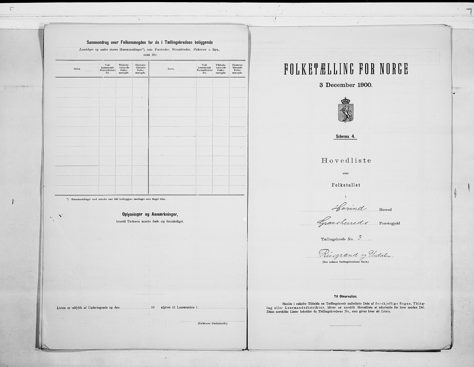 SAKO, 1900 census for Hovin, 1900, p. 8