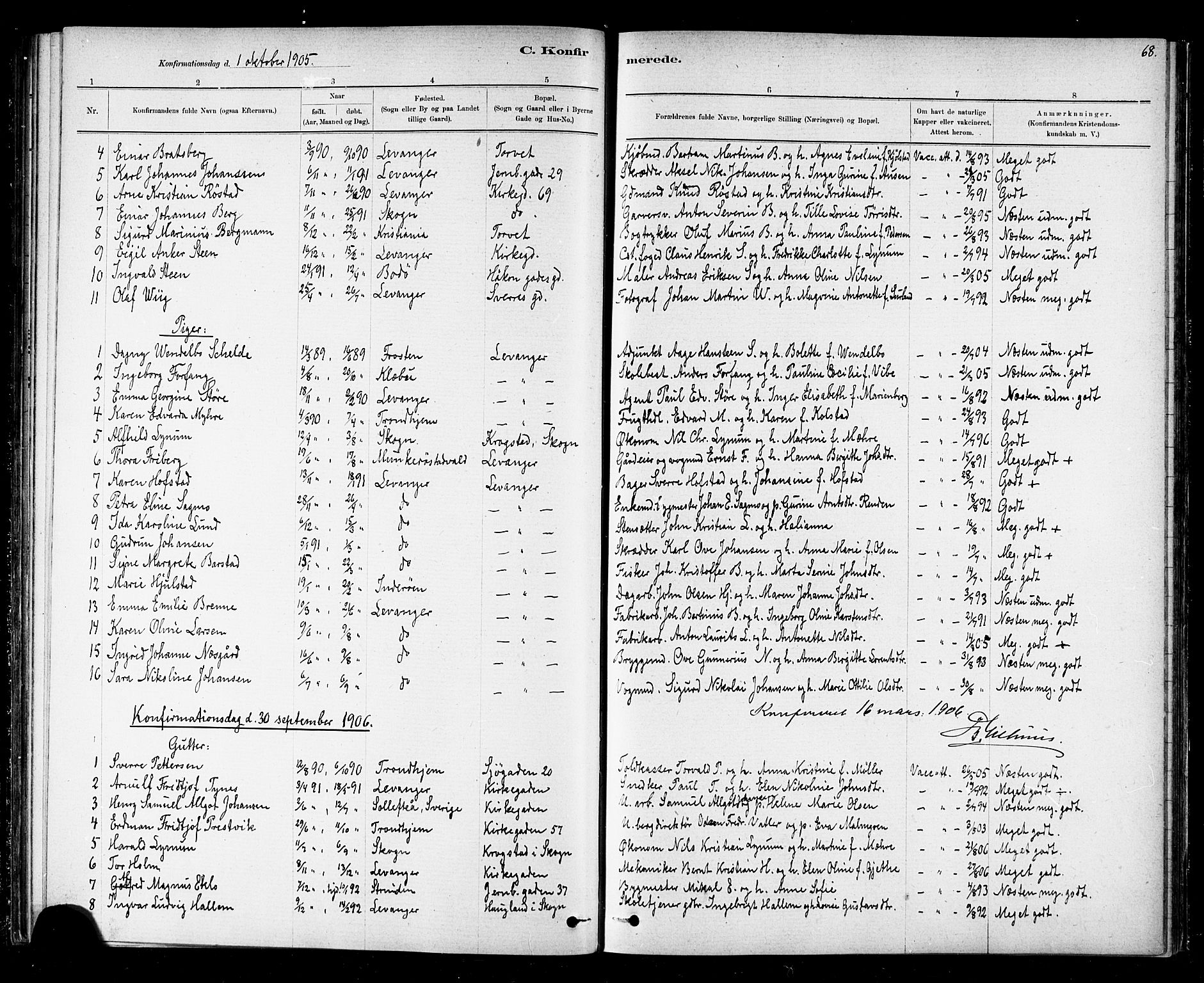 Ministerialprotokoller, klokkerbøker og fødselsregistre - Nord-Trøndelag, SAT/A-1458/720/L0192: Parish register (copy) no. 720C01, 1880-1917, p. 68
